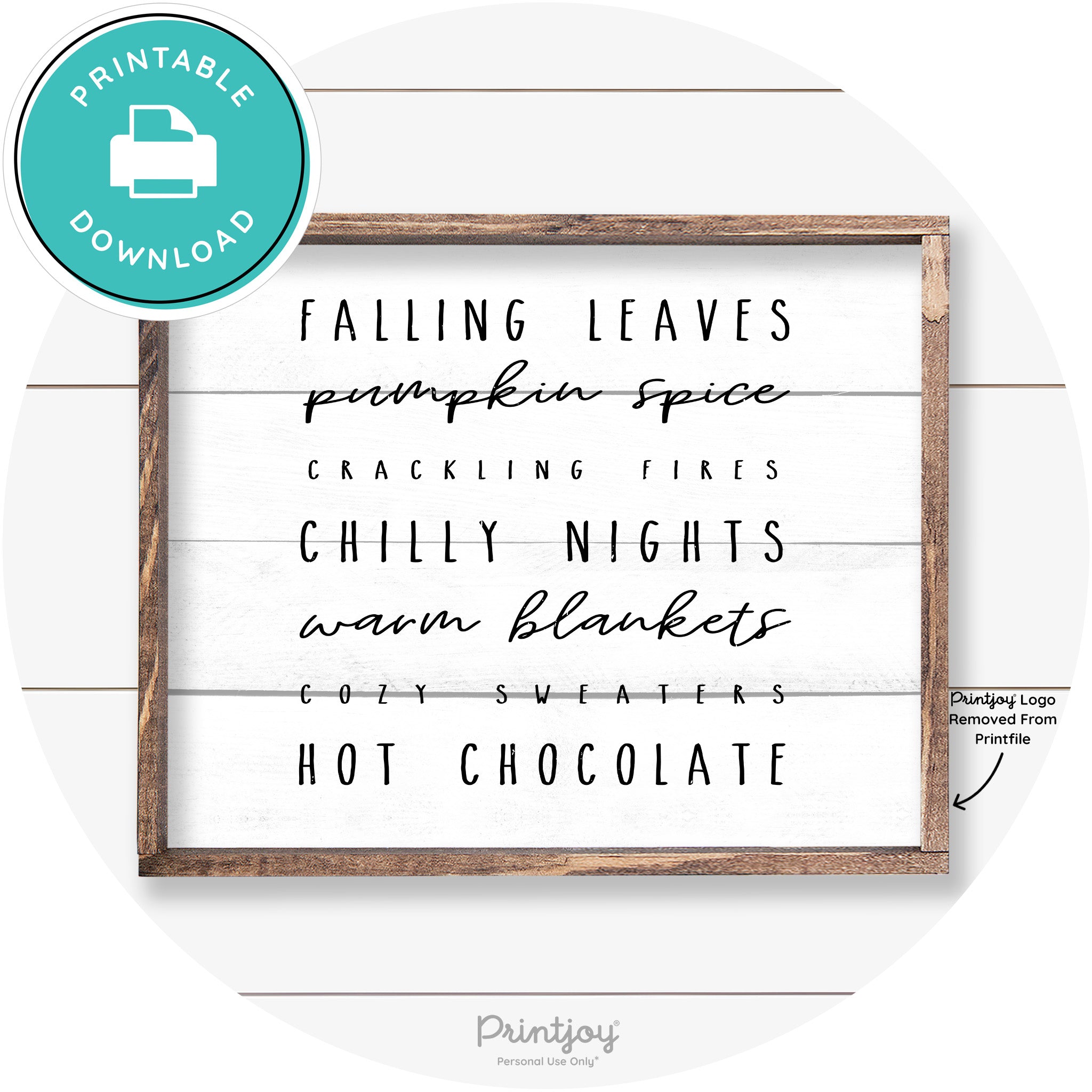 Fall Favorite Things Cute Farmhouse Autumn Wall Art Free Printable - Printjoy