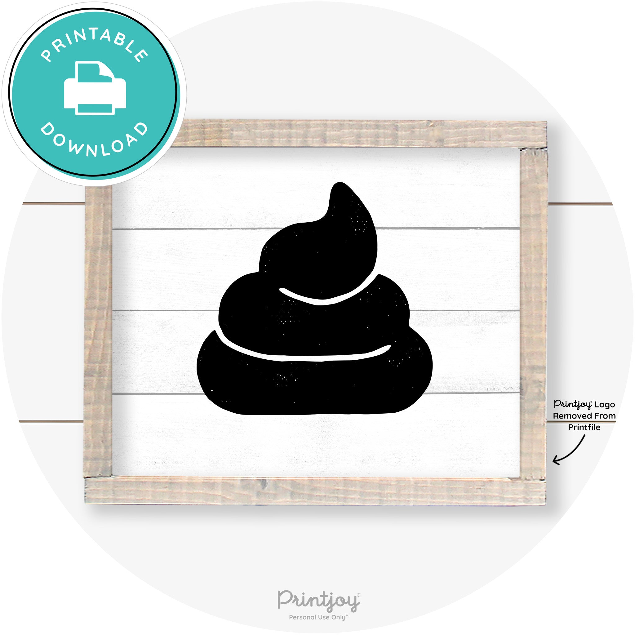 Poop Emoji Silhouette Funny Bathroom Sign Wall Art Free Printable - Printjoy
