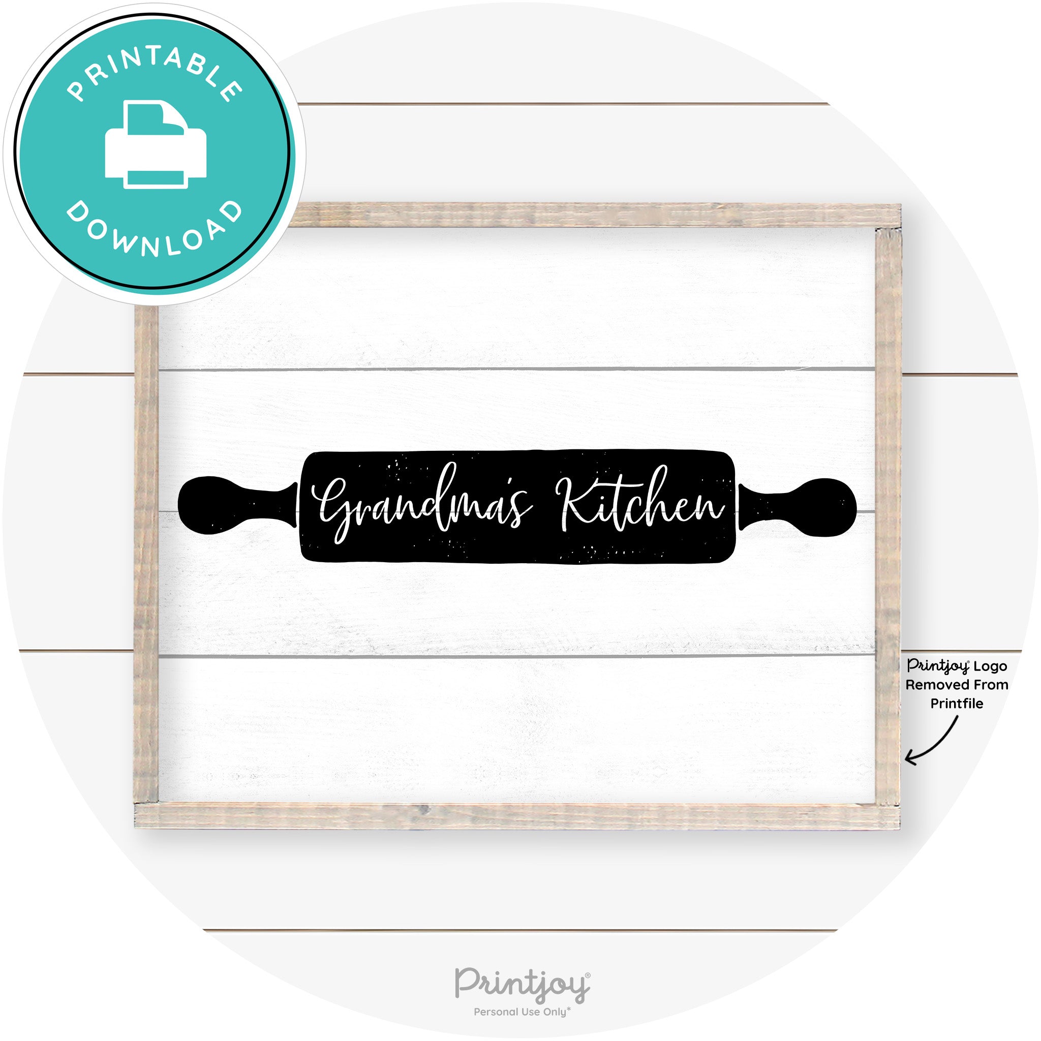 Grandma's Kitchen Rolling Pin Farmhouse Wall Art Free Printable - Printjoy