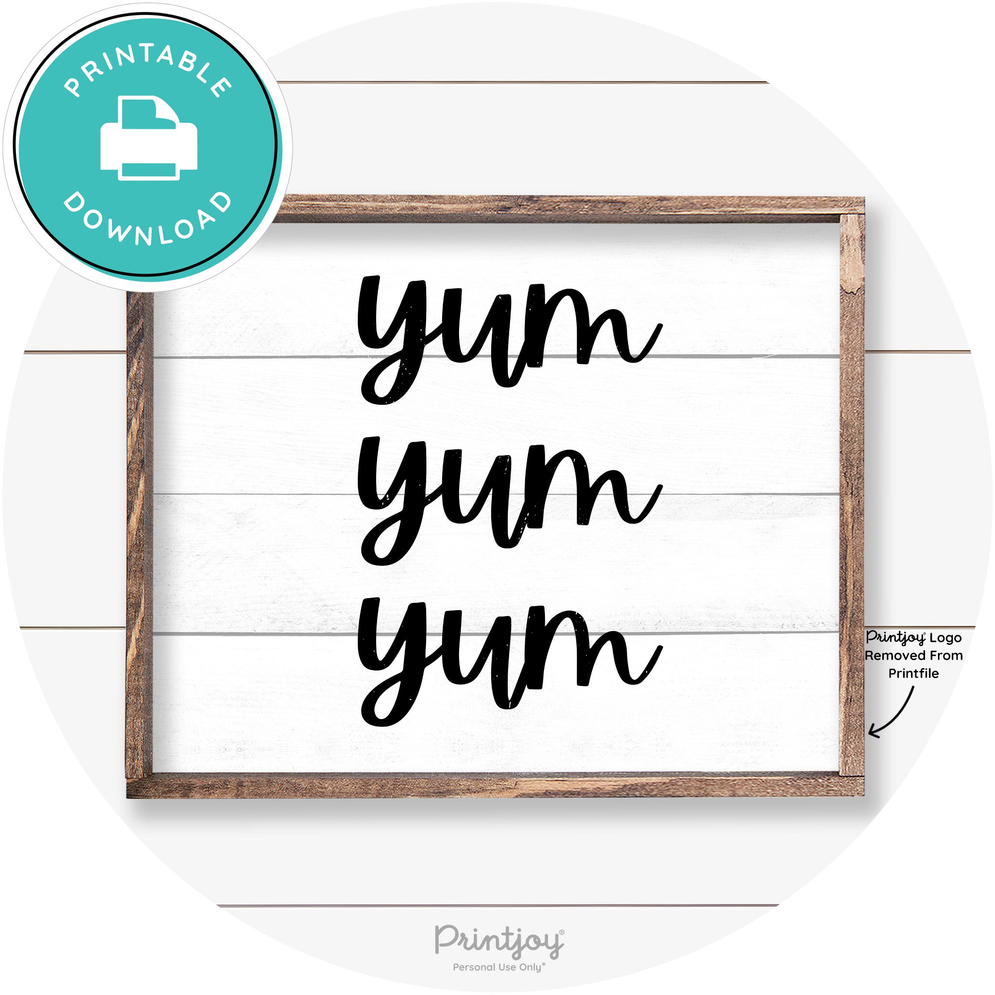 Yum Yum Yum Cute Kitchen Sign Farmhouse Wall Art Free Printable