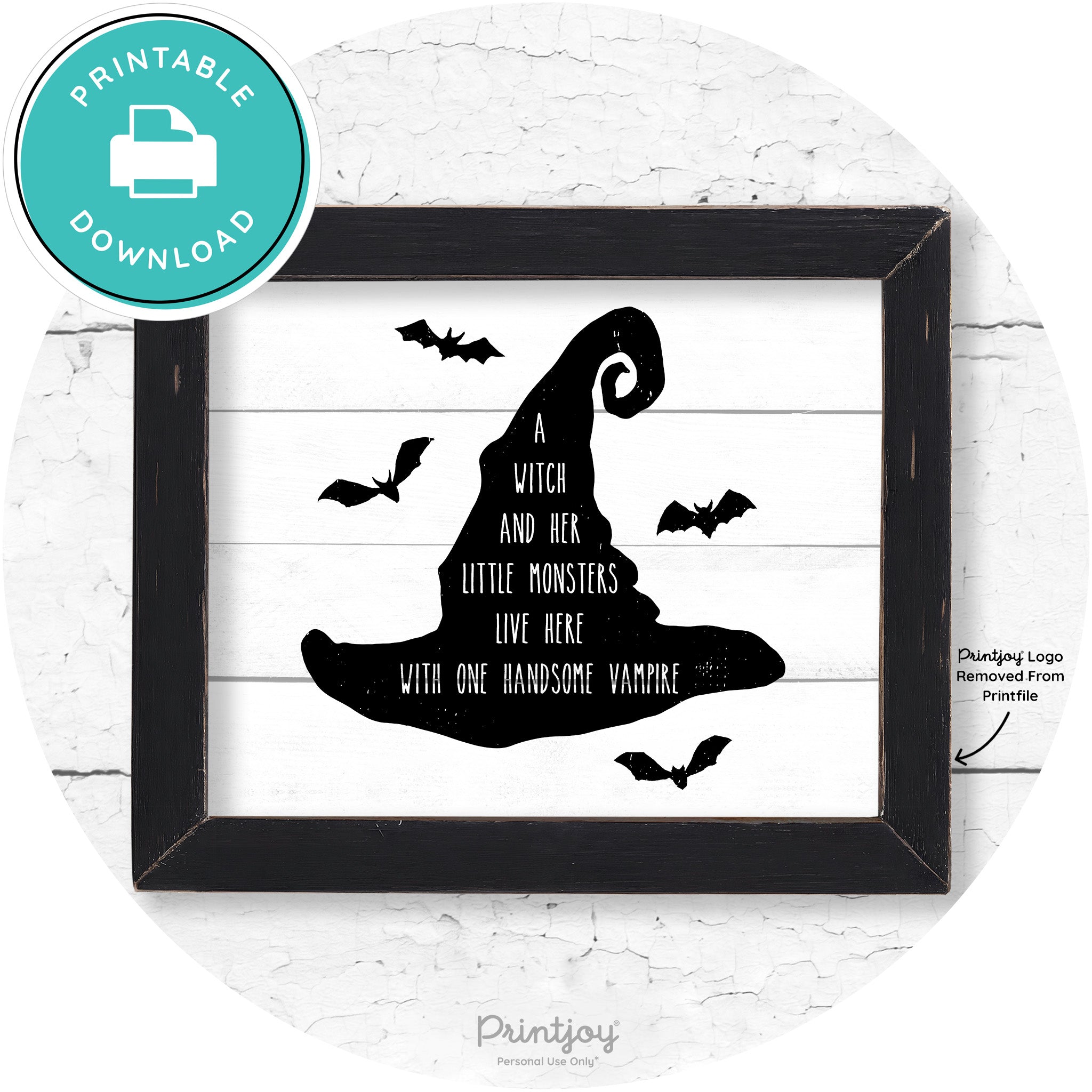Fun Halloween Family Farmhouse Witch Hat Wall Art Free Printable - Printjoy