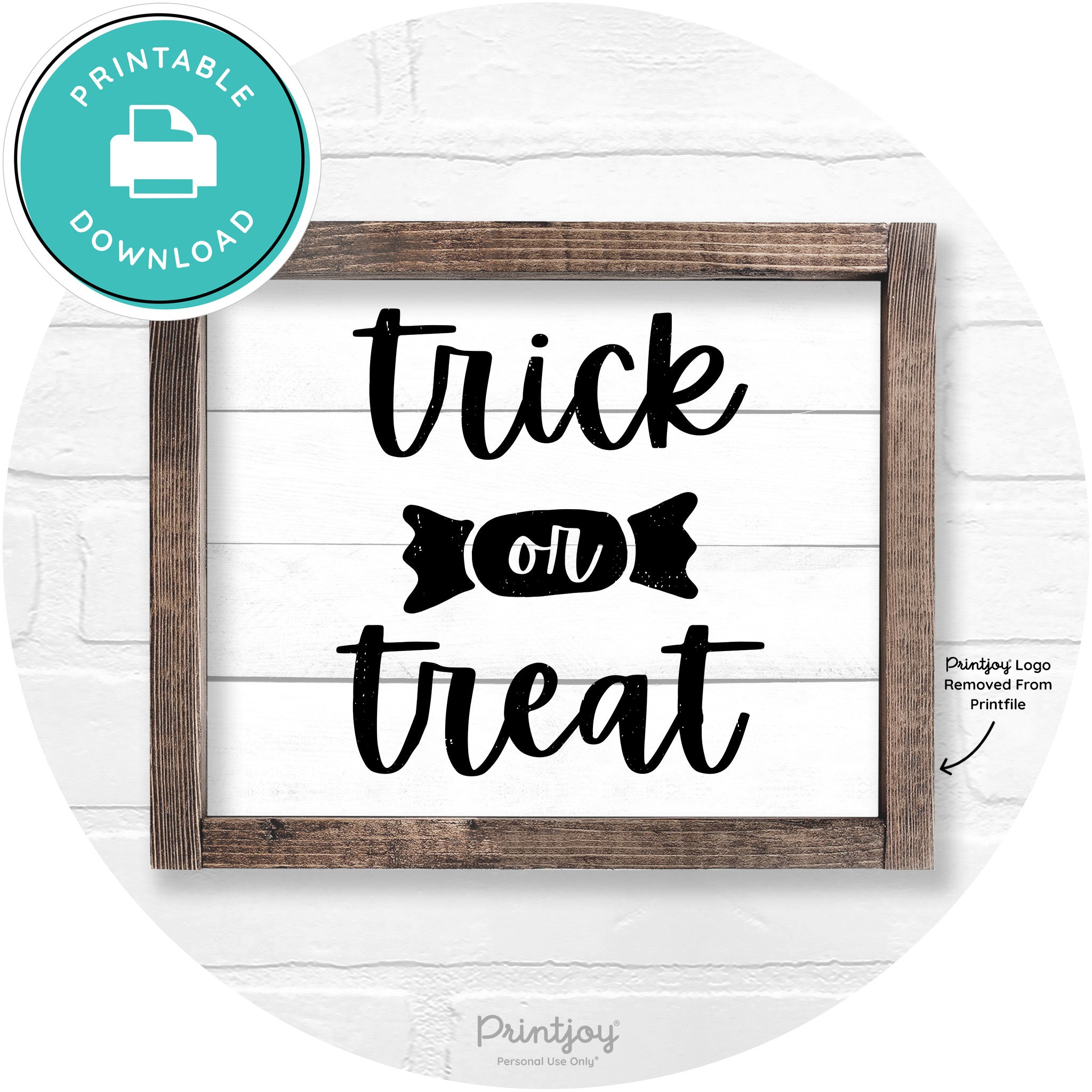 Trick Or Treat Halloween Rustic Farmhouse Wall Art Free Printable - Printjoy