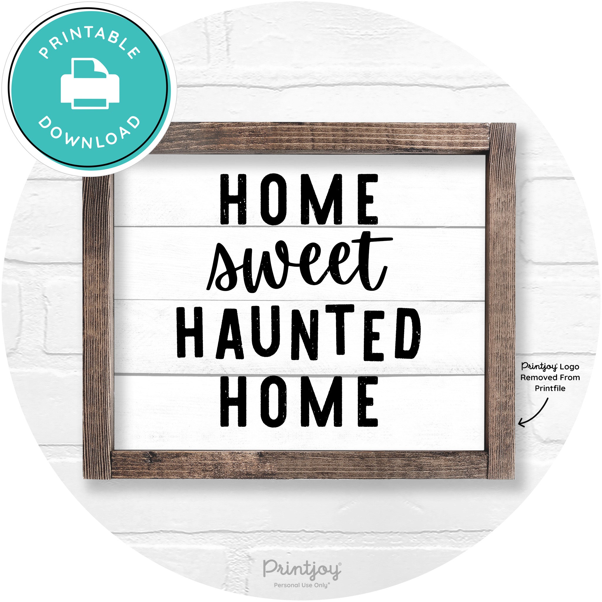 Home Sweet Haunted Home Rustic Halloween Wall Art Free Printable - Printjoy