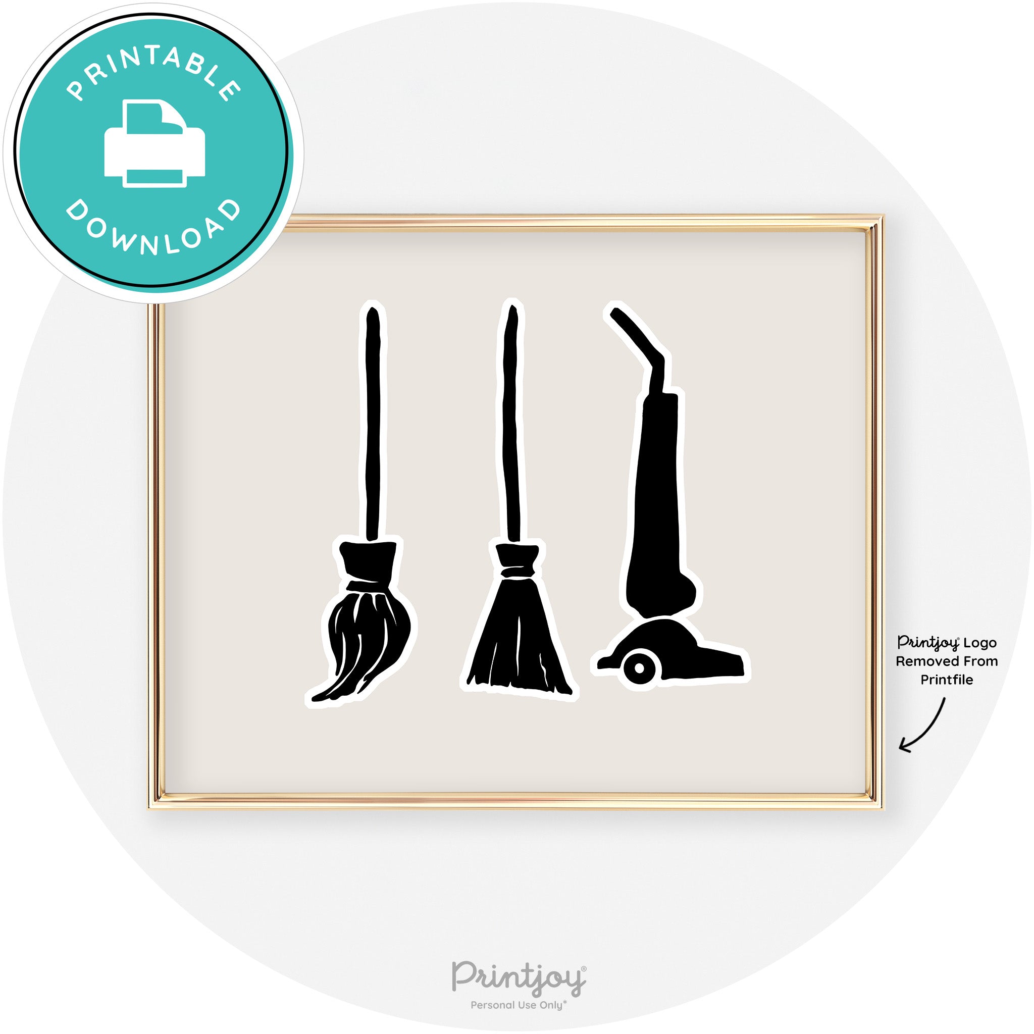 Witch Brooms Fun Cute Chic Halloween Wall Art Decor Free Printable - Printjoy
