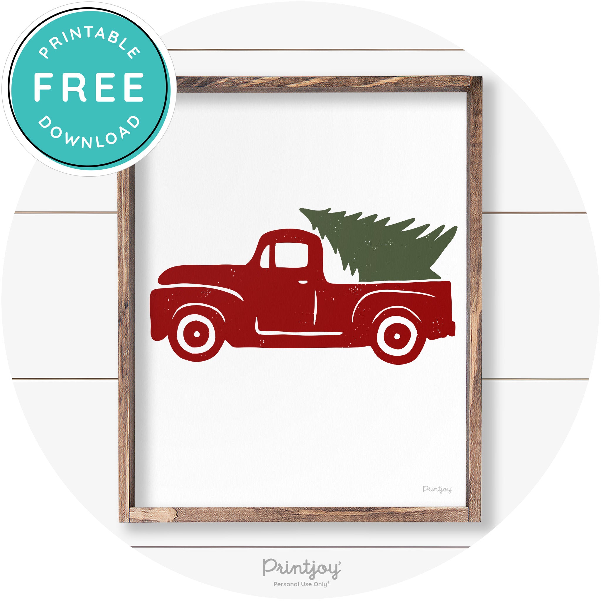 Truck Christmas Tree Old Fashioned Farmhouse Wall Art Free Printable - Printjoy