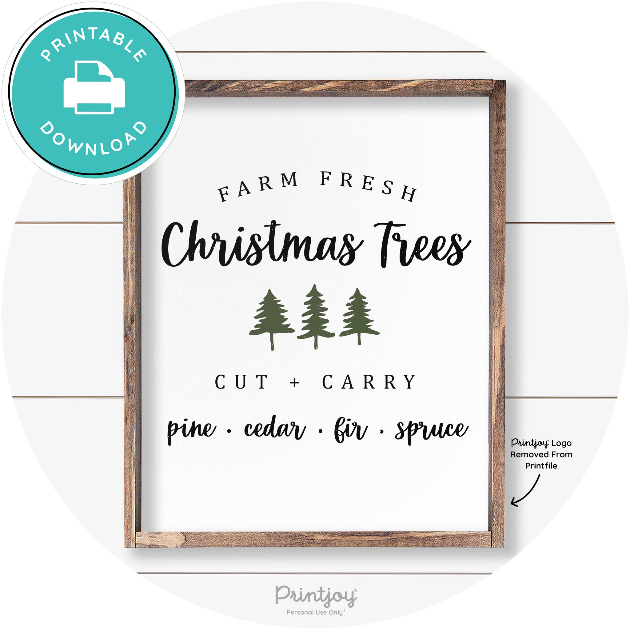 Farm Fresh Christmas Trees Rustic Farmhouse Wall Art Free Printable - Printjoy