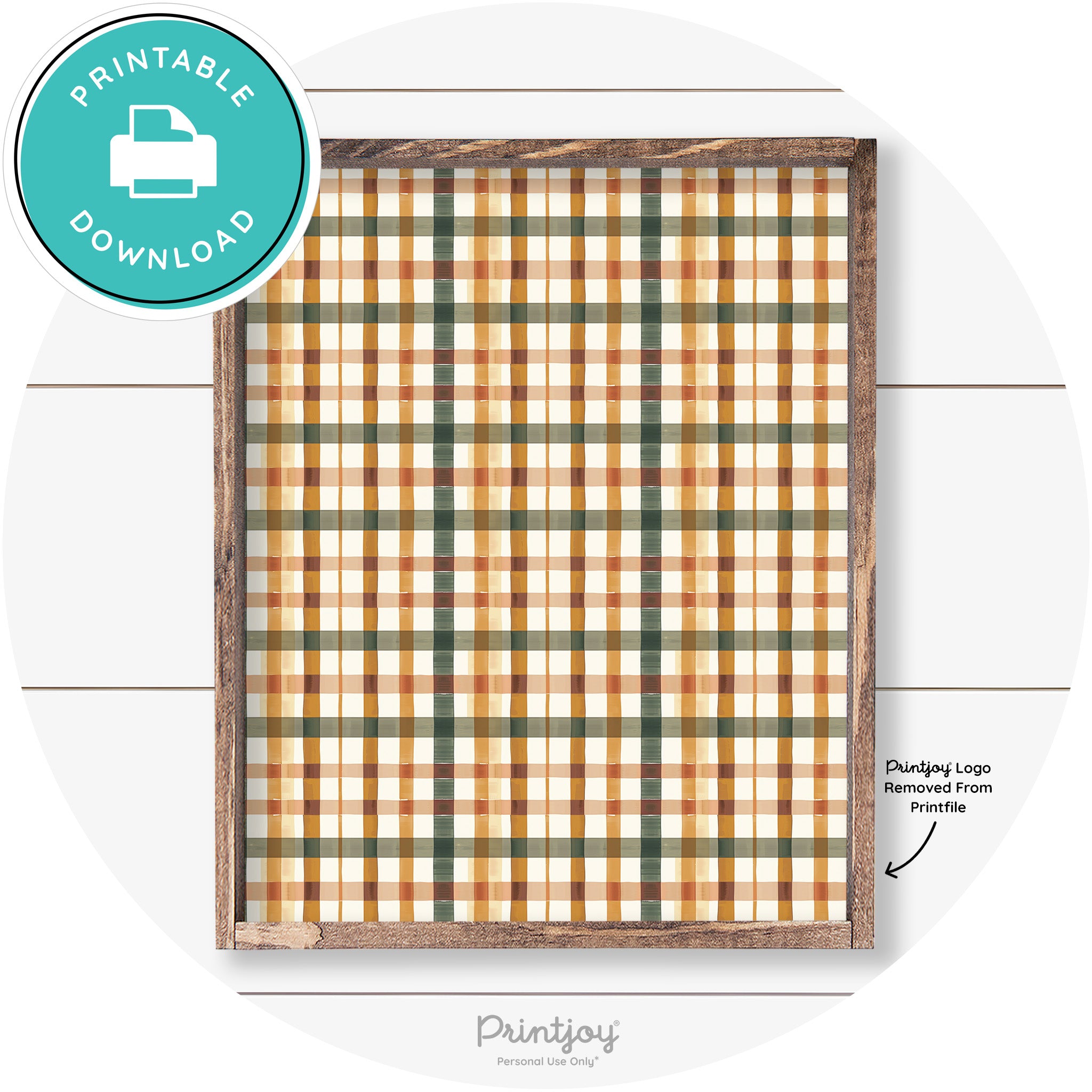 Fall Plaid Watercolor Cute Farmhouse Autumn Wall Art Free Printable - Printjoy