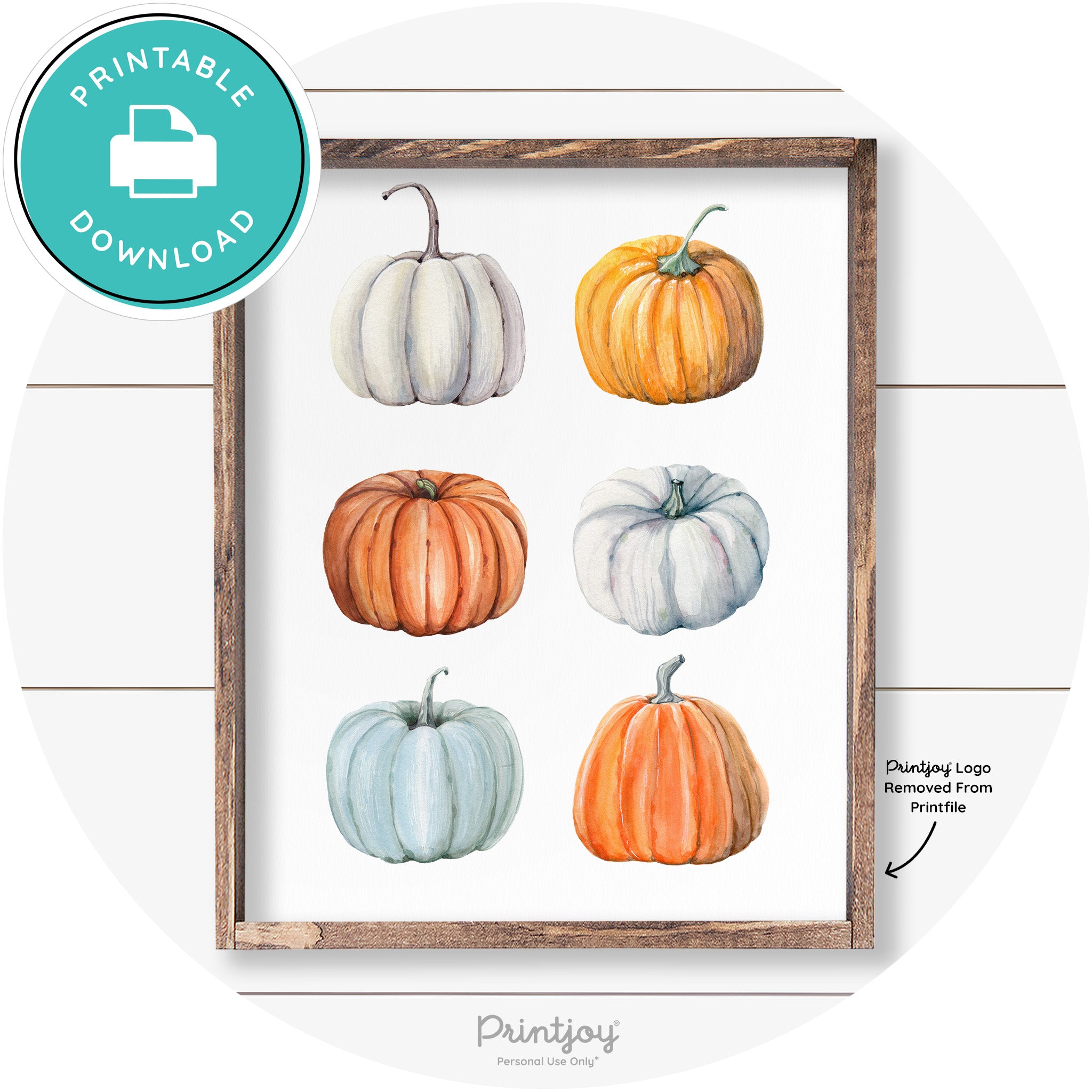 Fall Watercolor Pumpkins Cute Farmhouse Wall Art Free Printable - Printjoy
