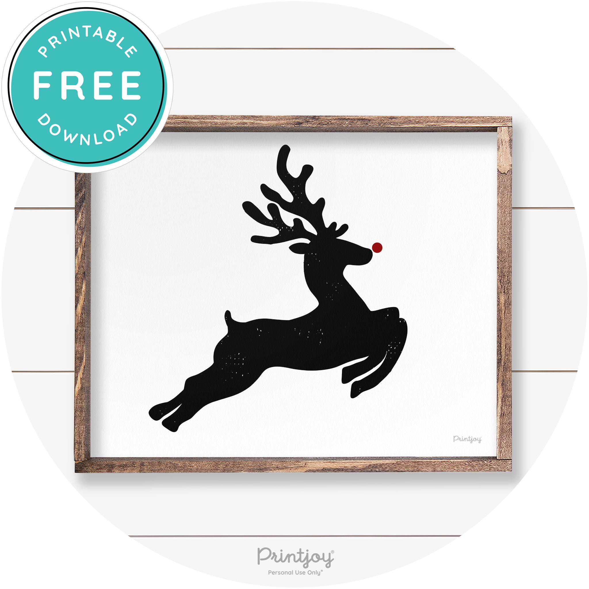 Flying Reindeer Silhouette Christmas Farmhouse Wall Art Free Printable