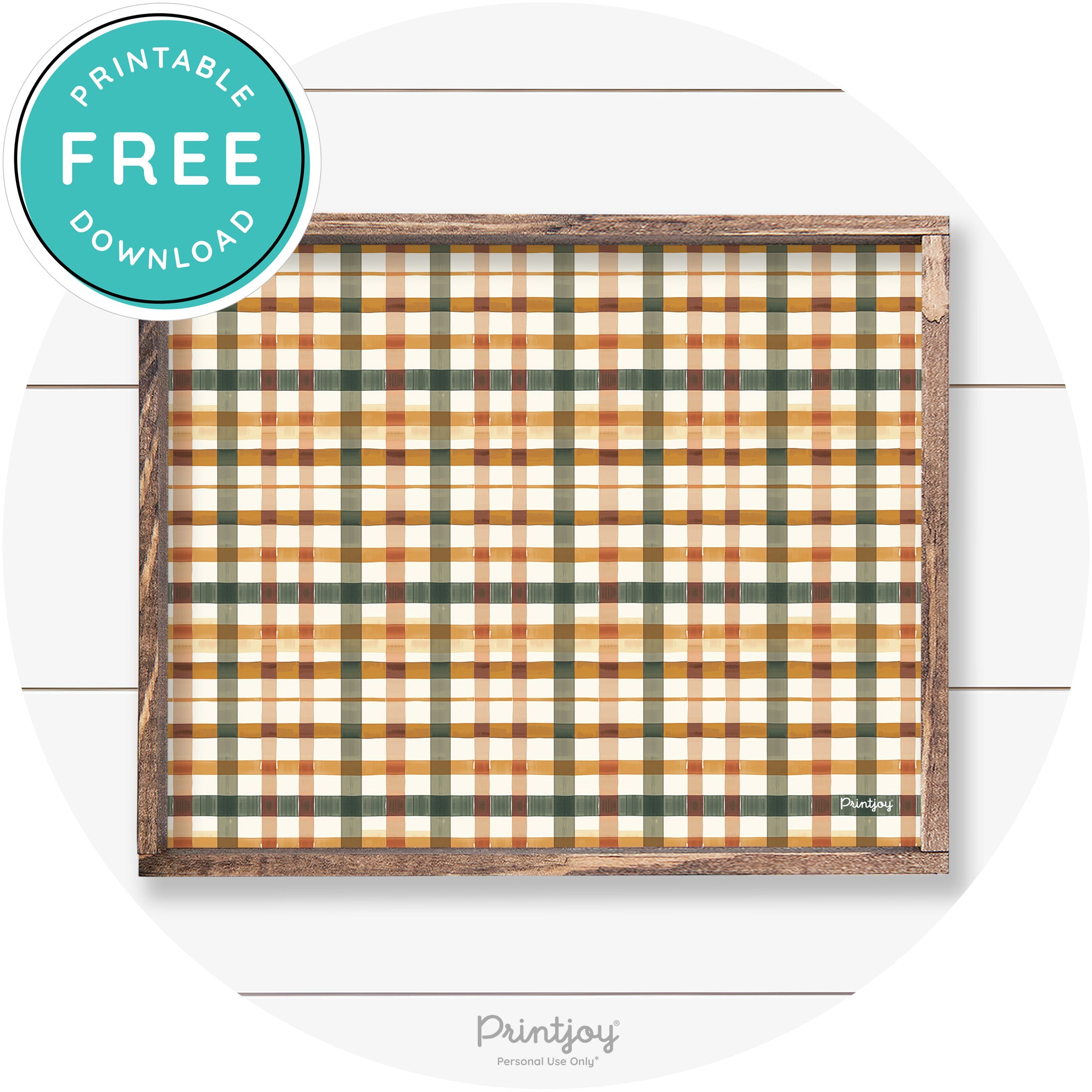 Fall Plaid Watercolor Cute Farmhouse Autumn Wall Art Free Printable - Printjoy