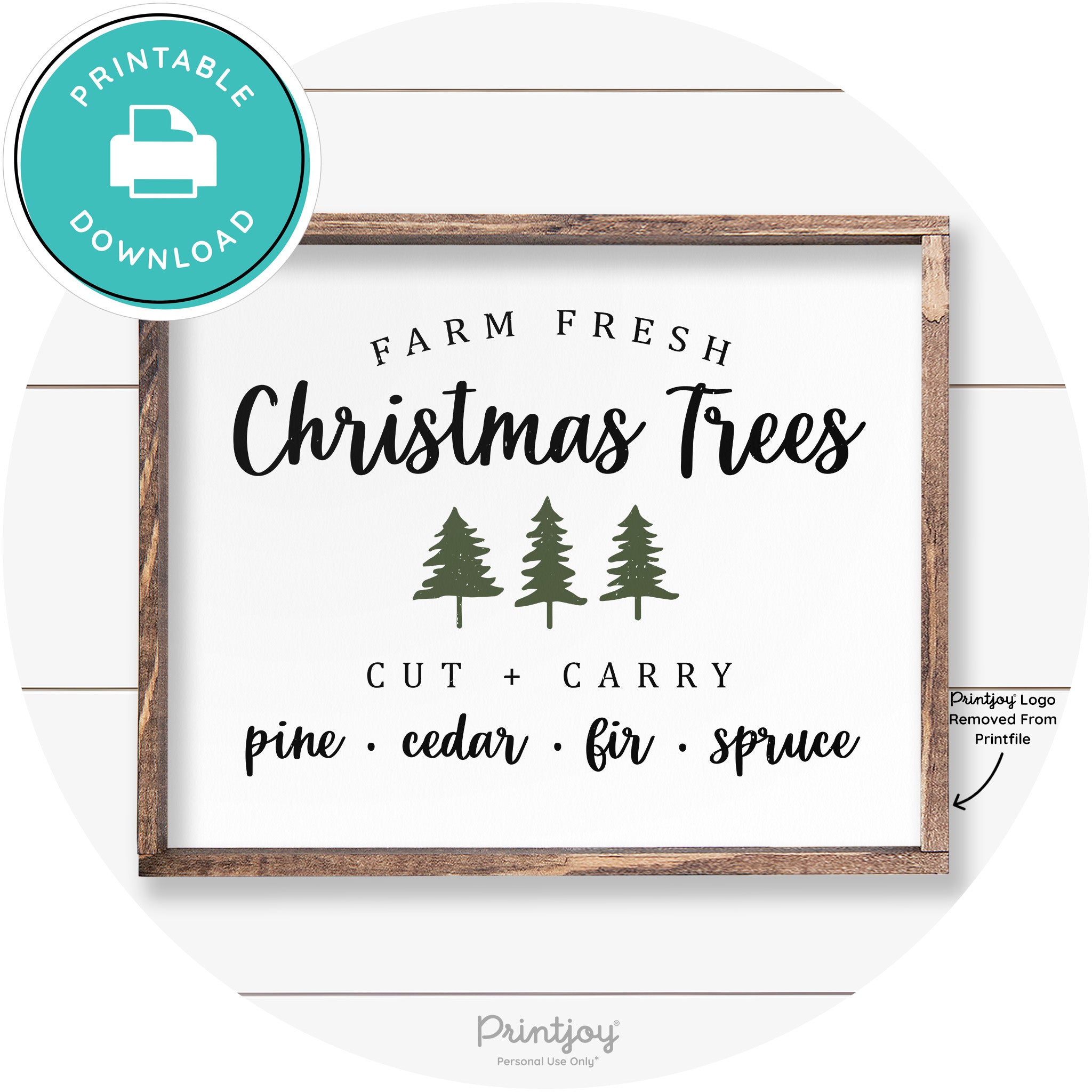 Farm Fresh Christmas Trees Rustic Farmhouse Wall Art Free Printable - Printjoy