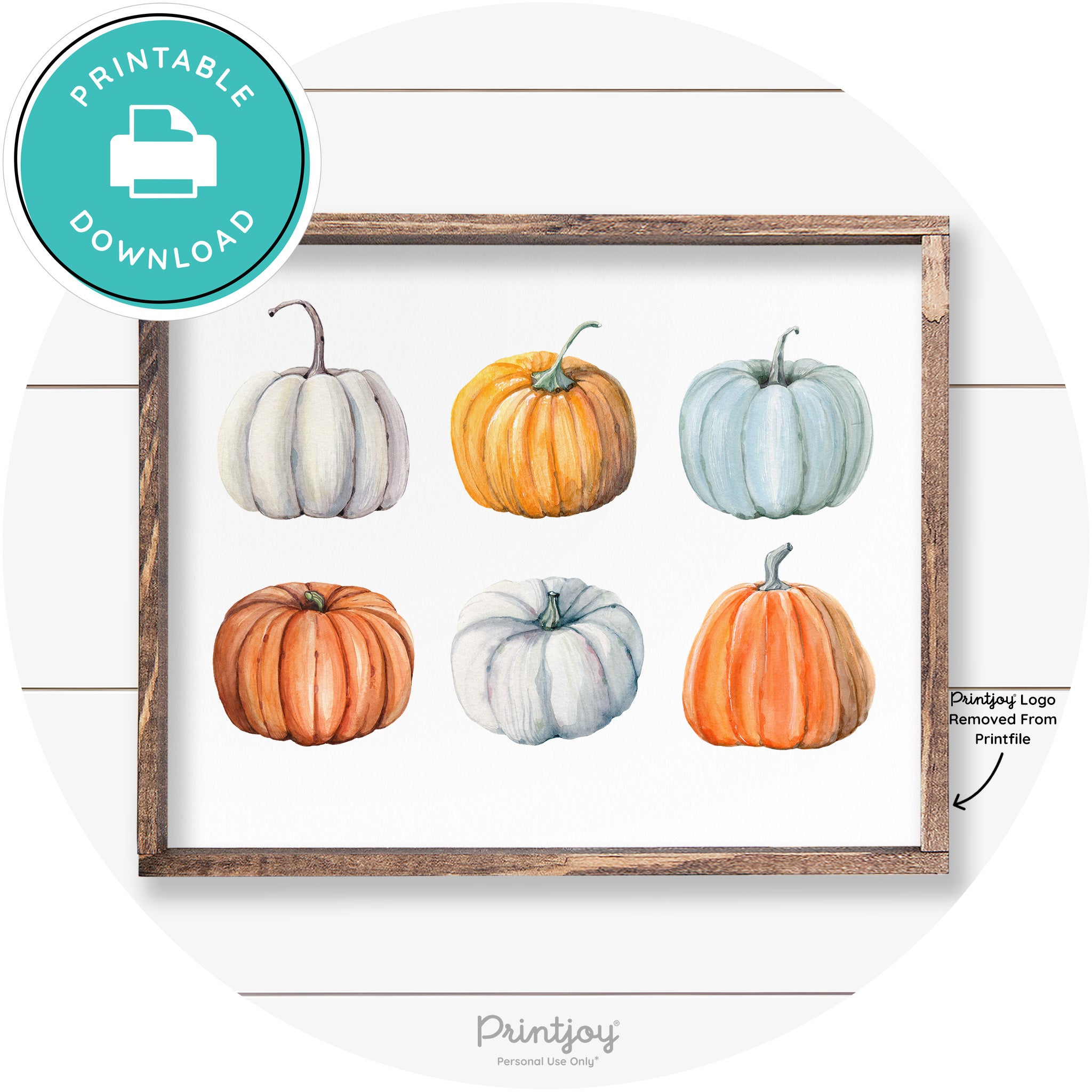 Fall Watercolor Pumpkins Cute Farmhouse Wall Art Free Printable - Printjoy