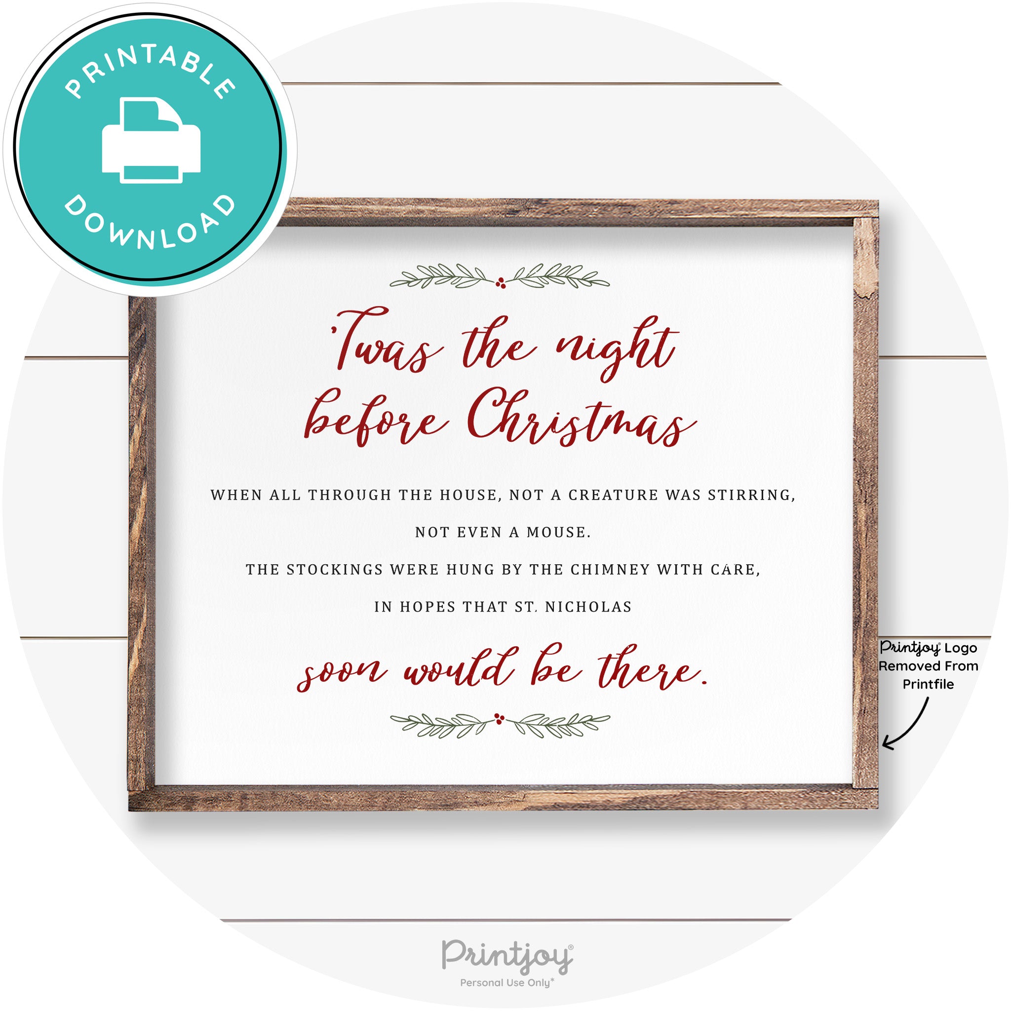 'Twas The Night Before Christmas Farmhouse Wall Art Free Printable - Printjoy