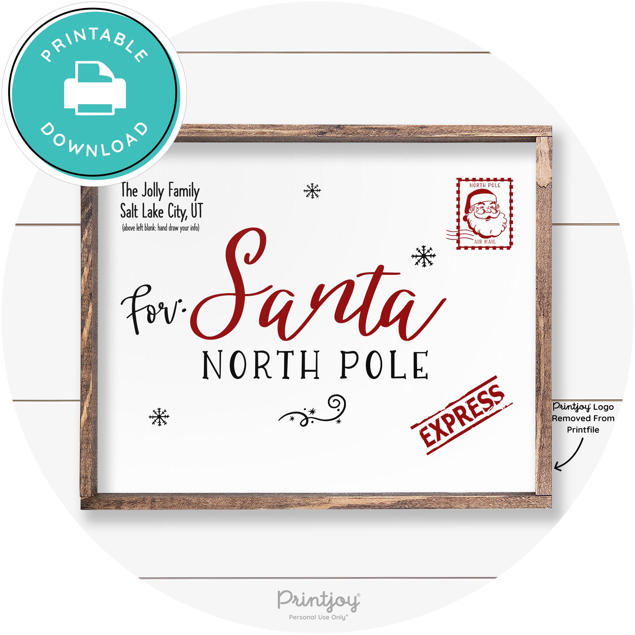 Letter For Santa North Pole Farmhouse Wall Art Decor Free Printable - Printjoy