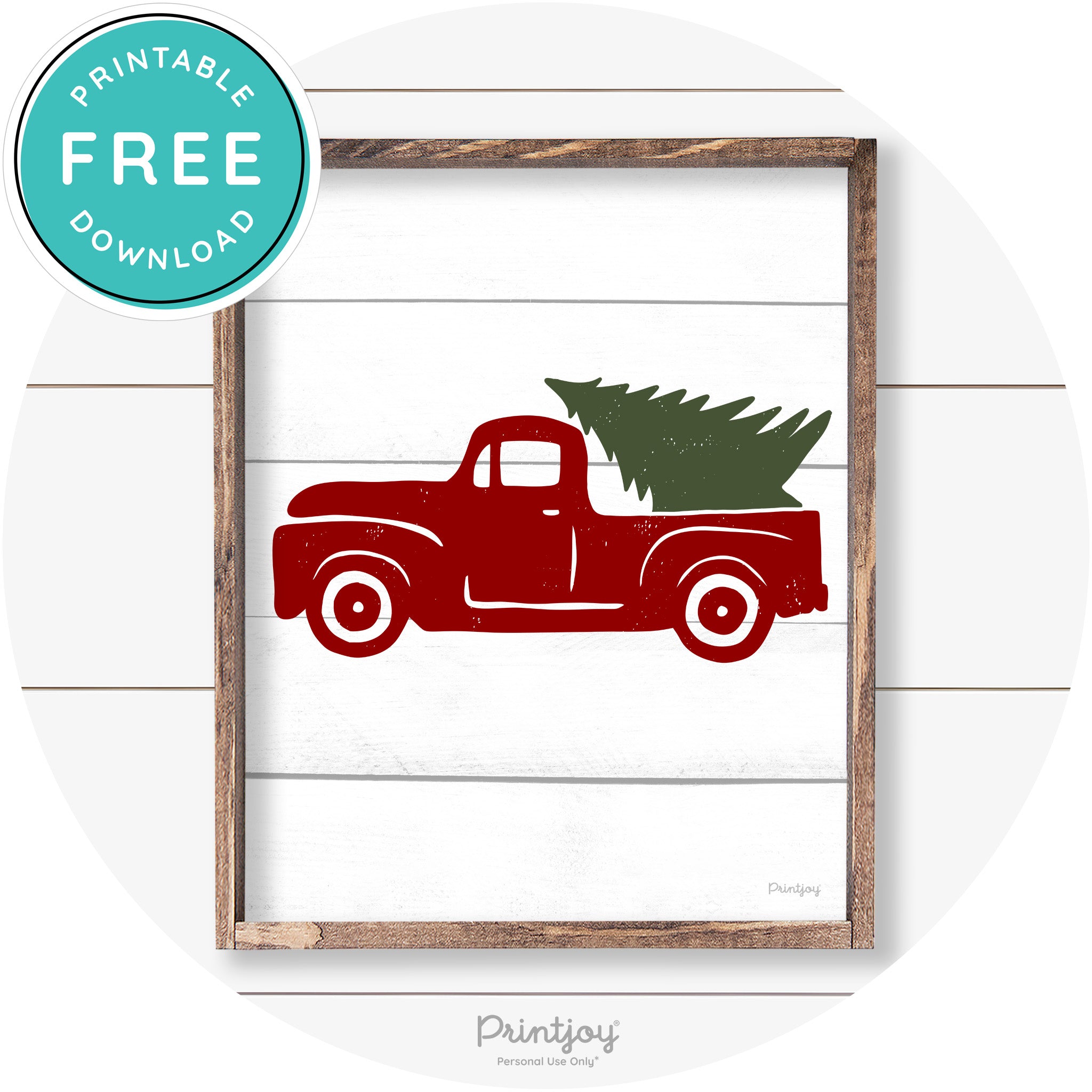 Truck Christmas Tree Old Fashioned Farmhouse Wall Art Free Printable - Printjoy