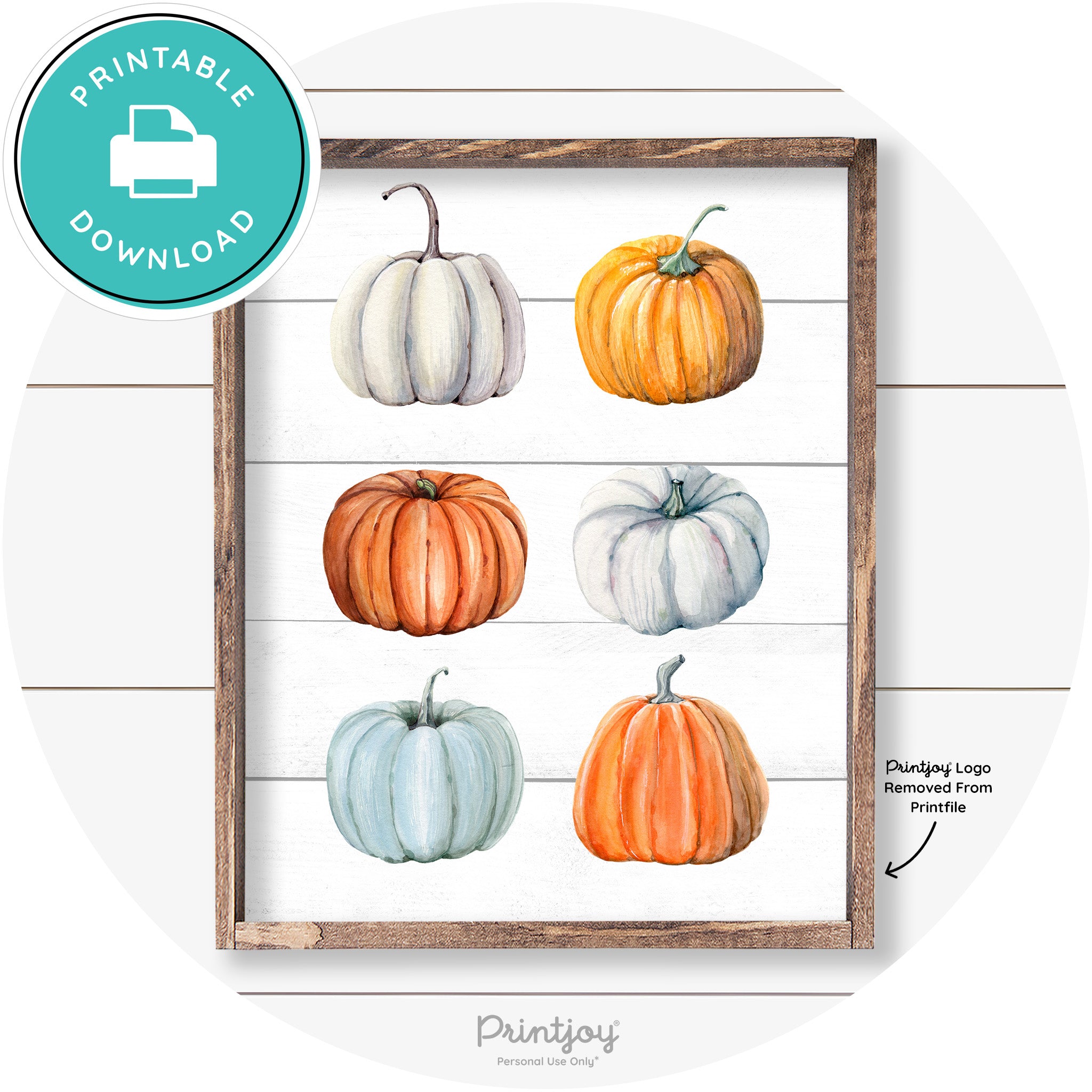 Fall Watercolor Pumpkins Cute Farmhouse Wall Art Free Printable - Printjoy