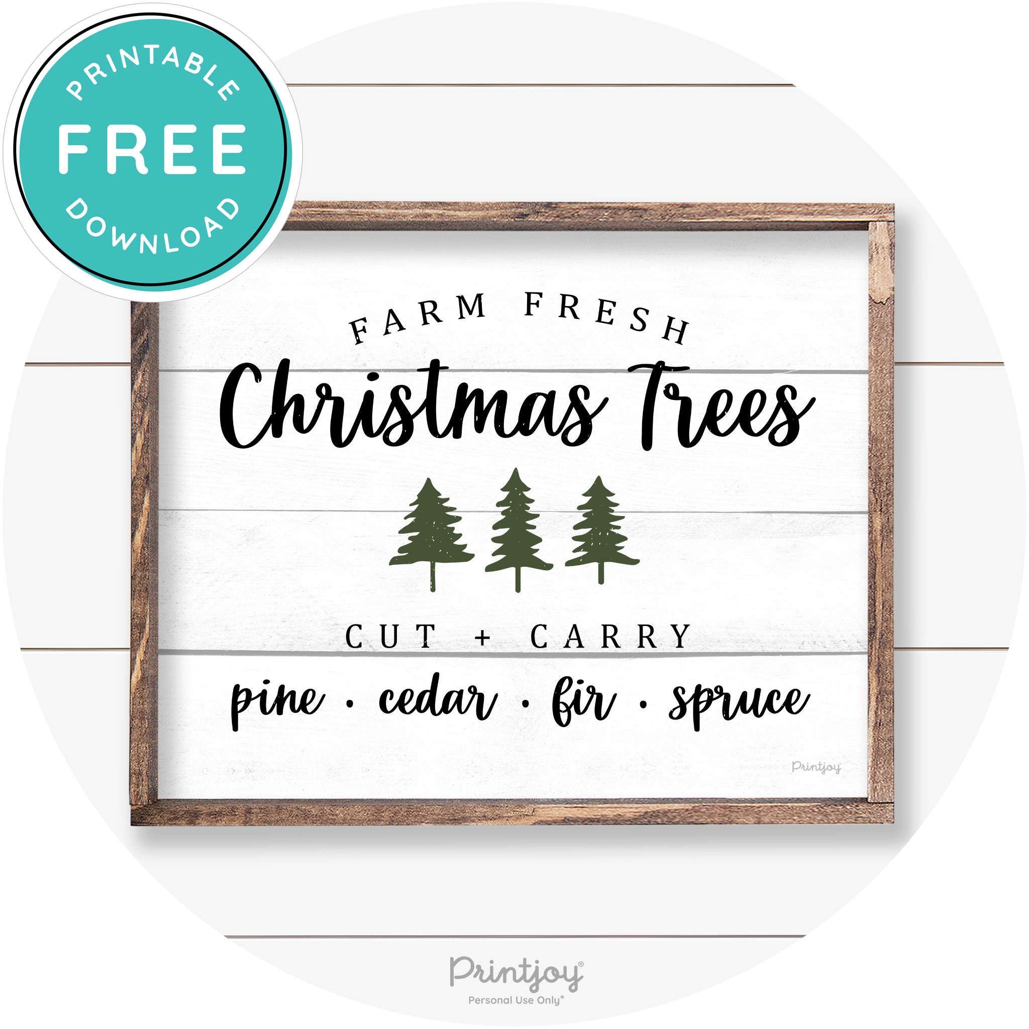 Farm Fresh Christmas Trees Rustic Farmhouse Wall Art Free Printable