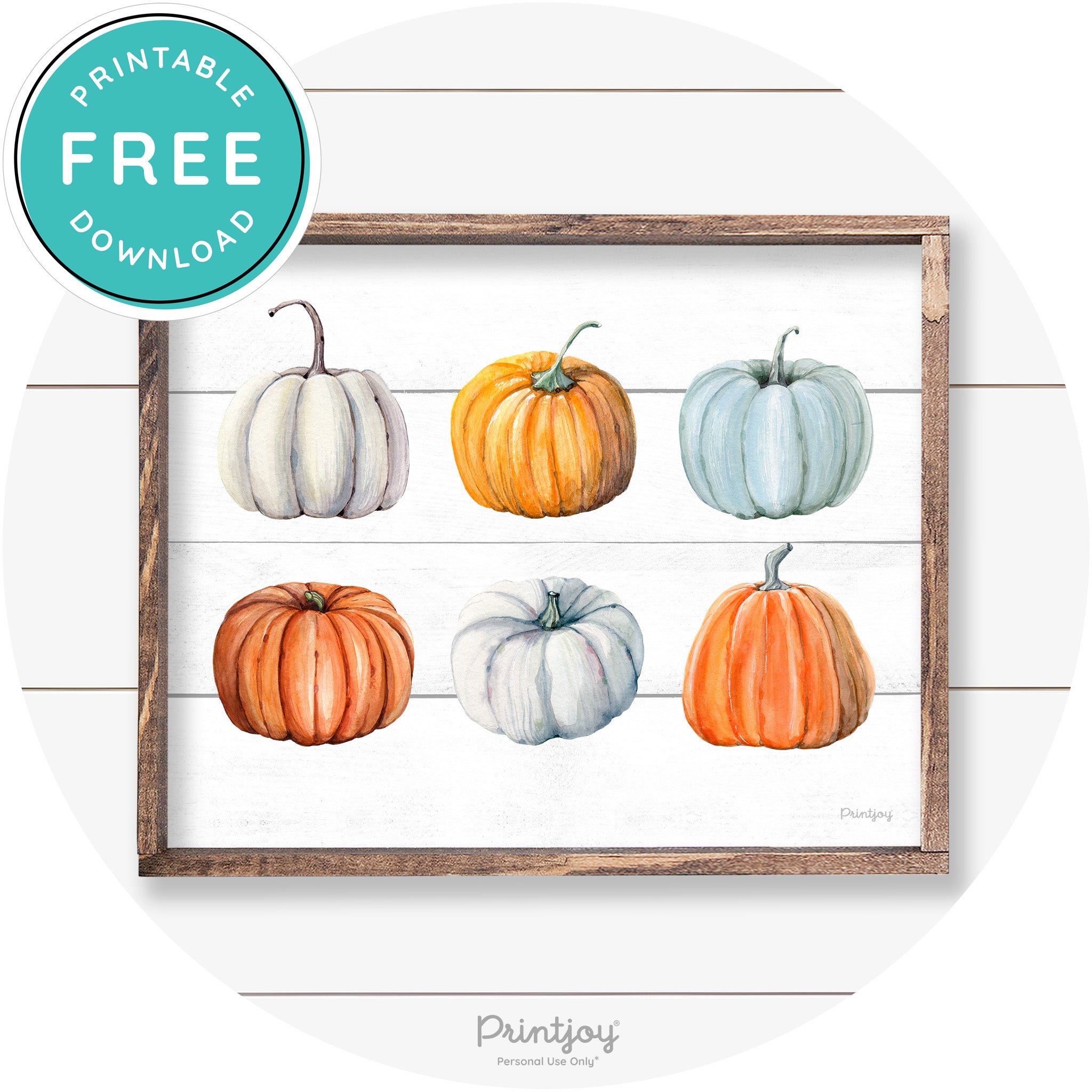 Fall Watercolor Pumpkins Cute Farmhouse Wall Art Free Printable - Printjoy