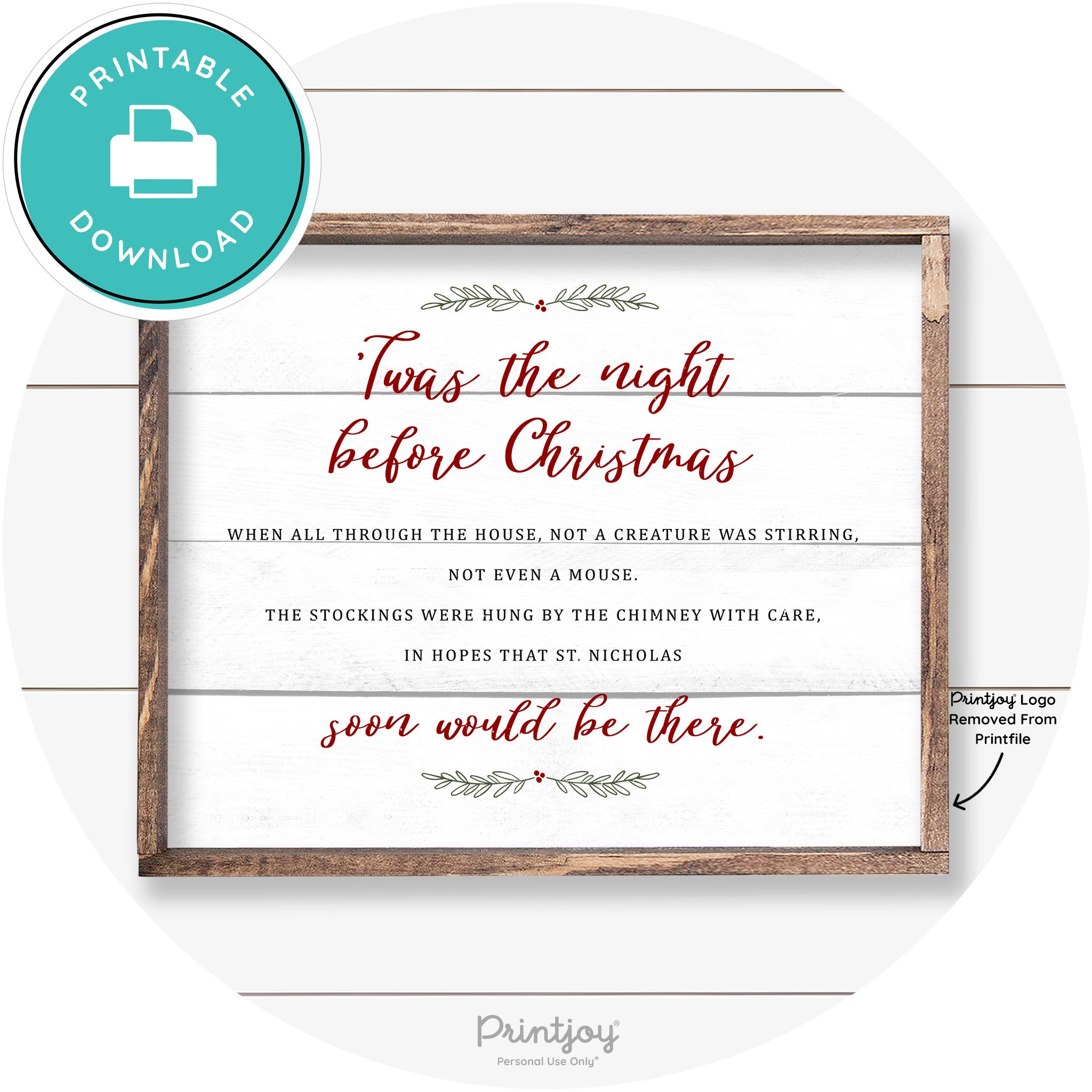 'Twas The Night Before Christmas Farmhouse Wall Art Free Printable - Printjoy