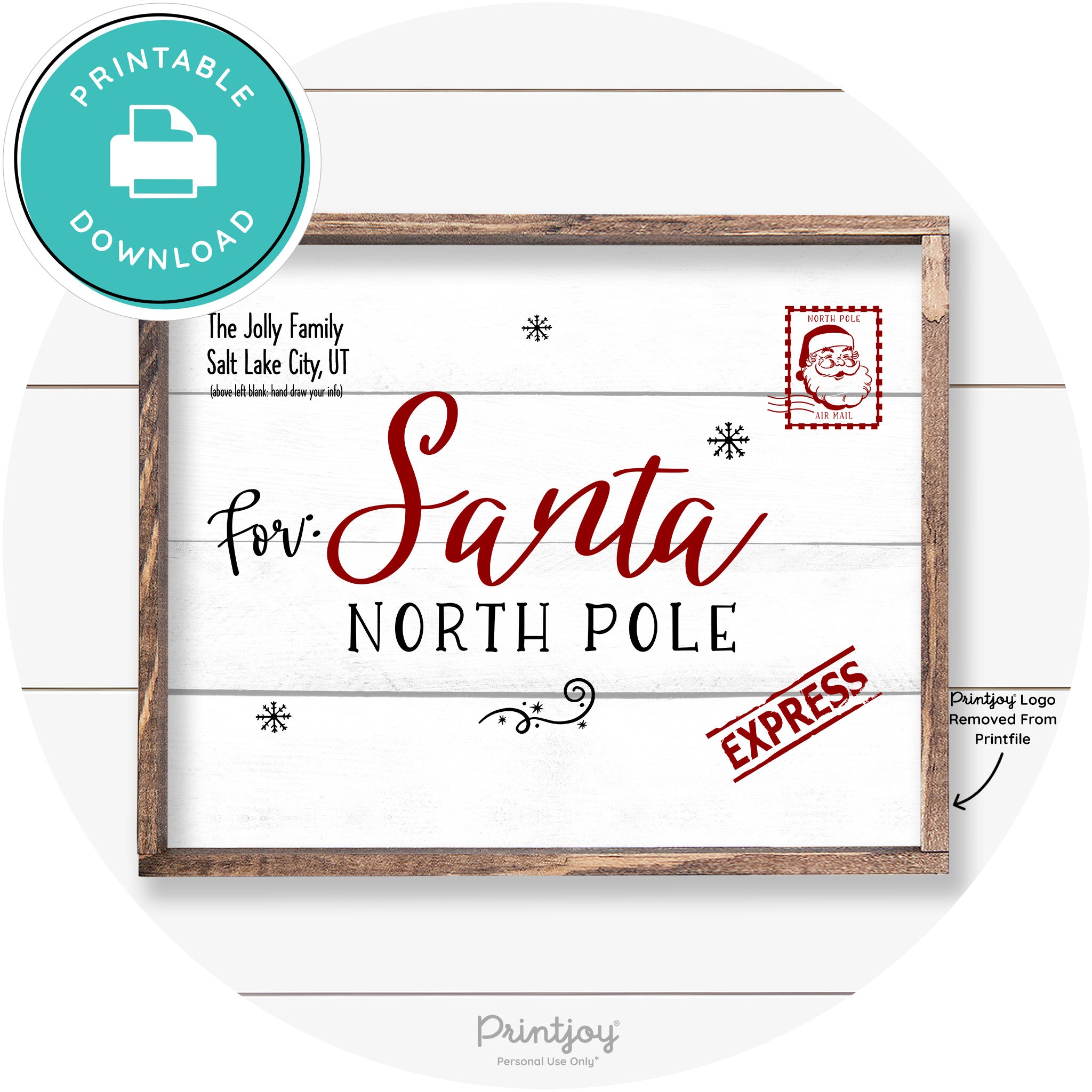Letter For Santa North Pole Farmhouse Wall Art Decor Free Printable - Printjoy