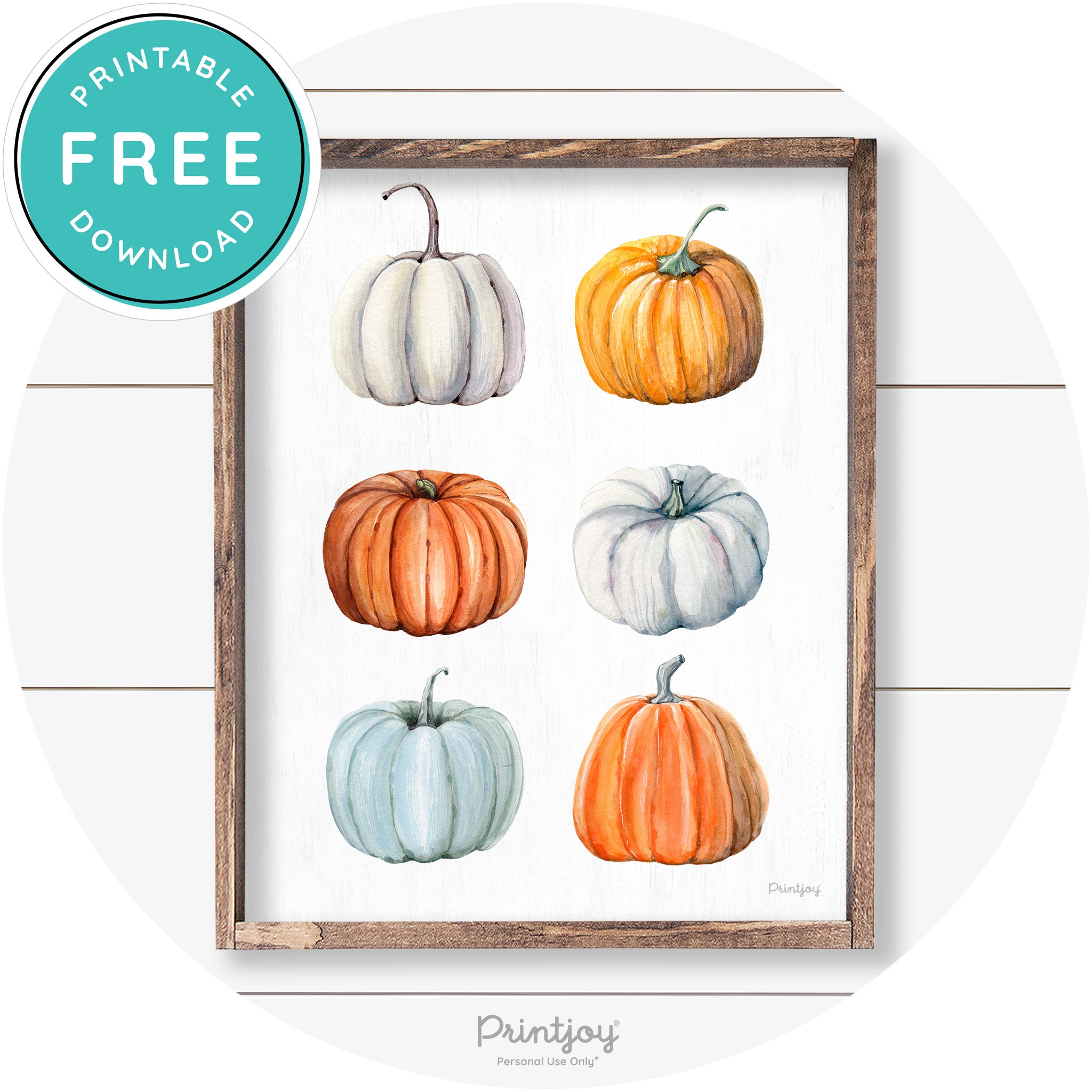 Fall Watercolor Pumpkins Cute Farmhouse Wall Art Free Printable - Printjoy