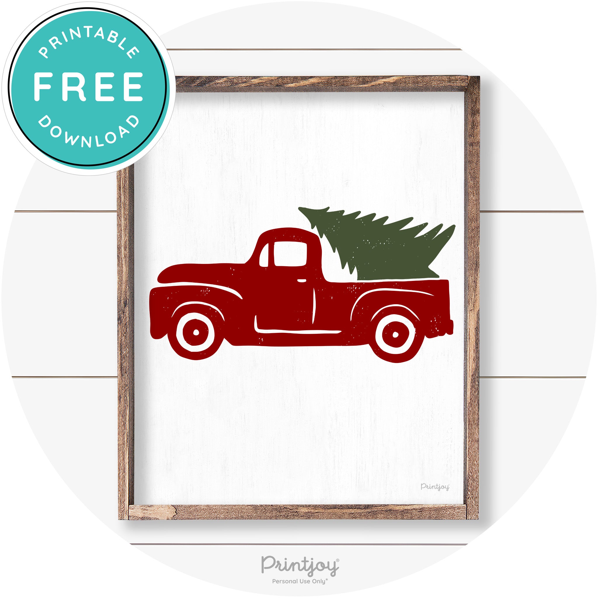 Truck Christmas Tree Old Fashioned Farmhouse Wall Art Free Printable - Printjoy