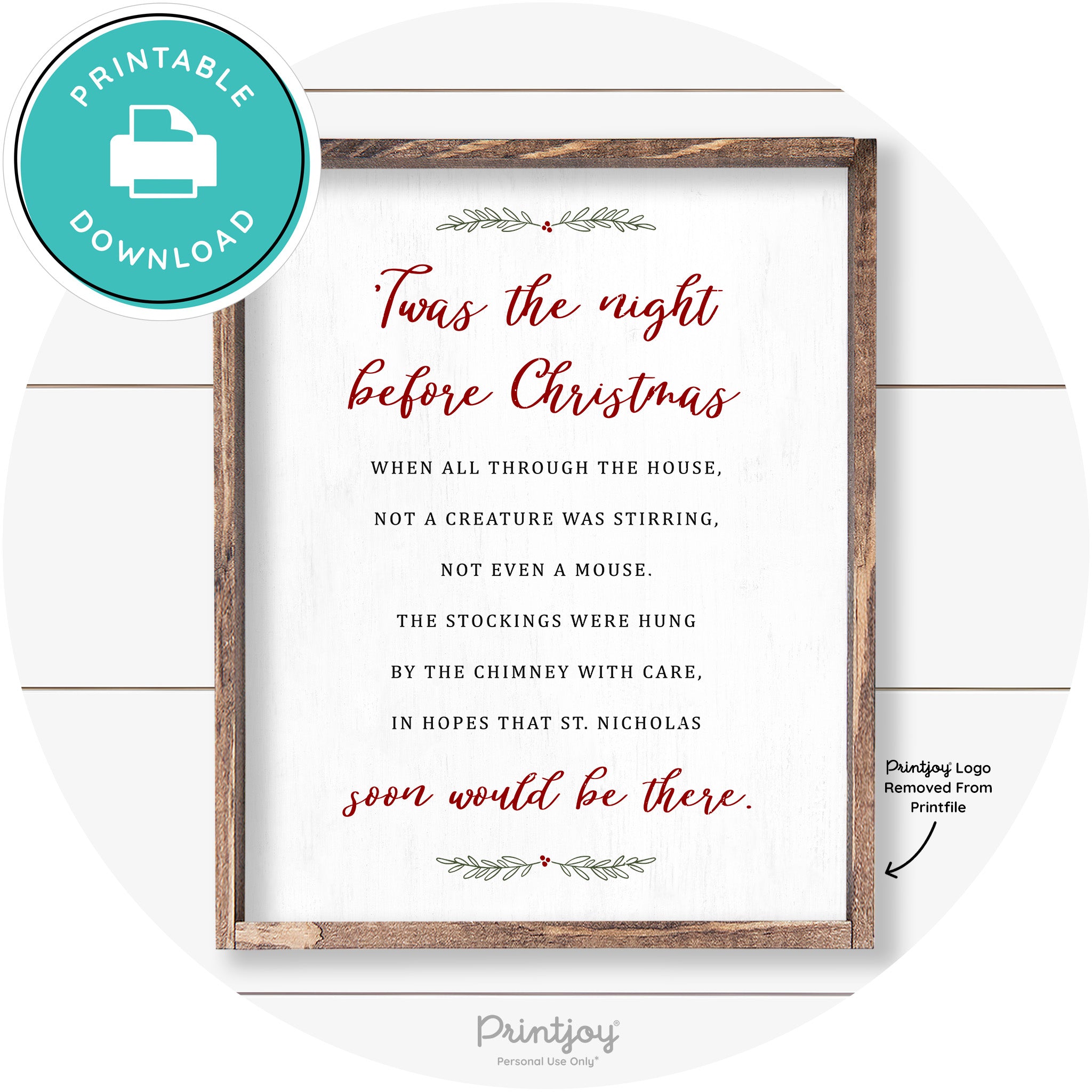 'Twas The Night Before Christmas Farmhouse Wall Art Free Printable - Printjoy