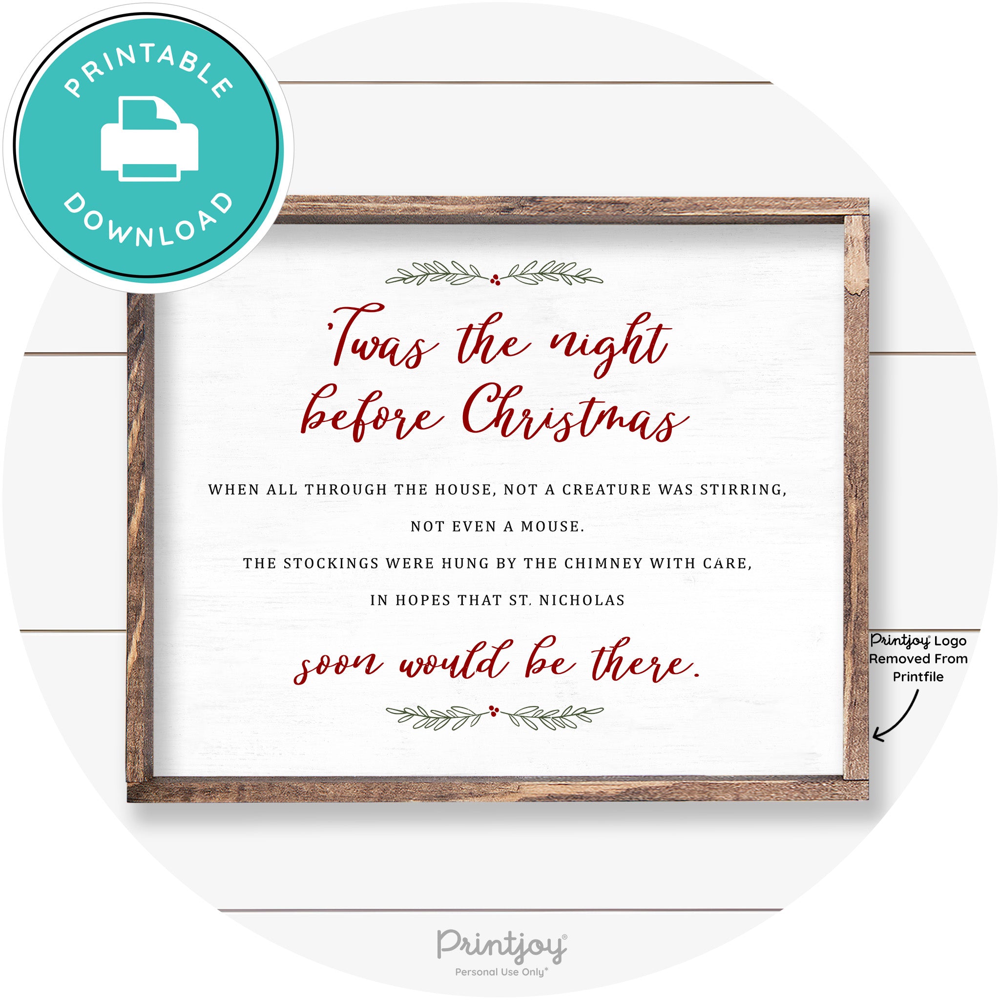 'Twas The Night Before Christmas Farmhouse Wall Art Free Printable - Printjoy