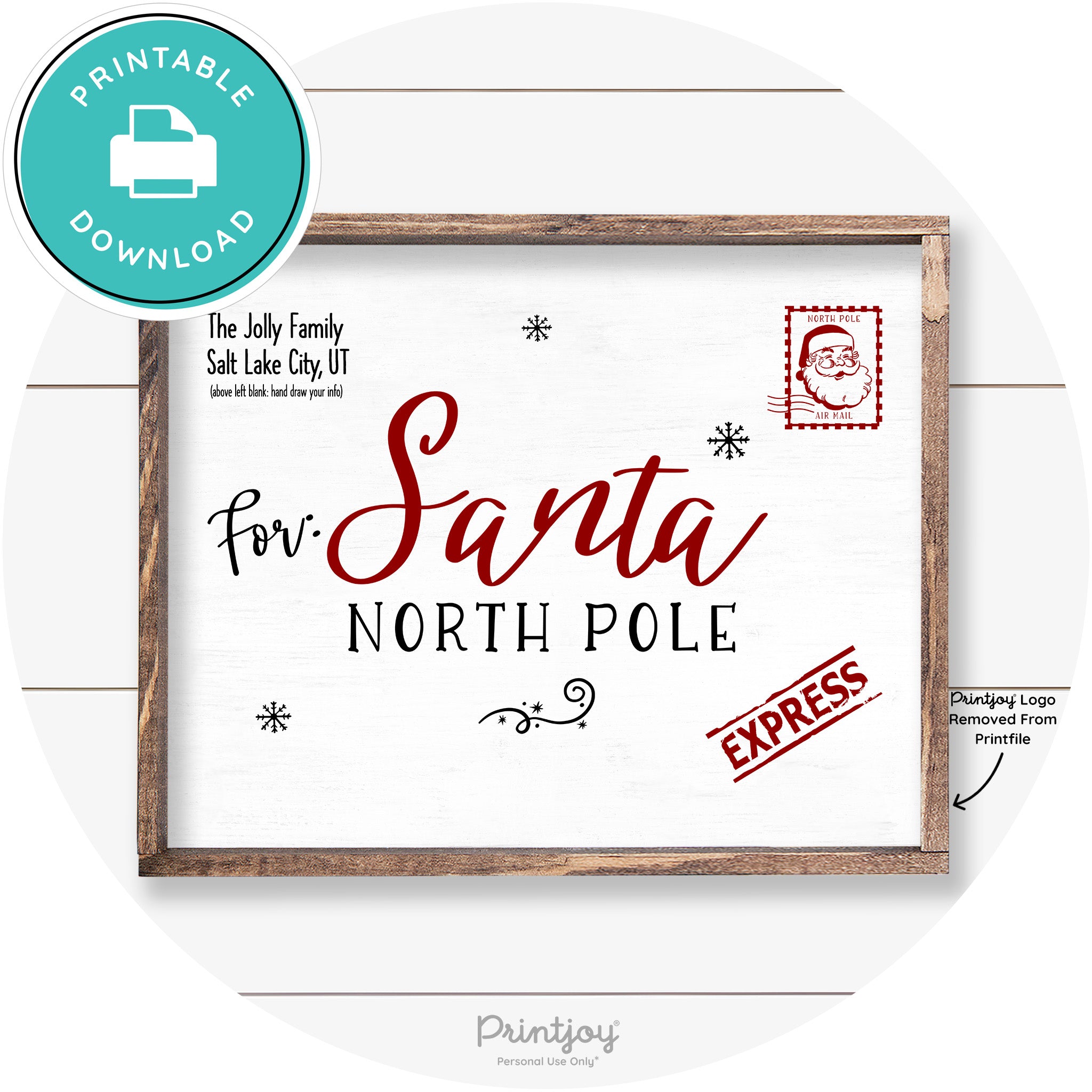 Letter For Santa North Pole Farmhouse Wall Art Decor Free Printable - Printjoy