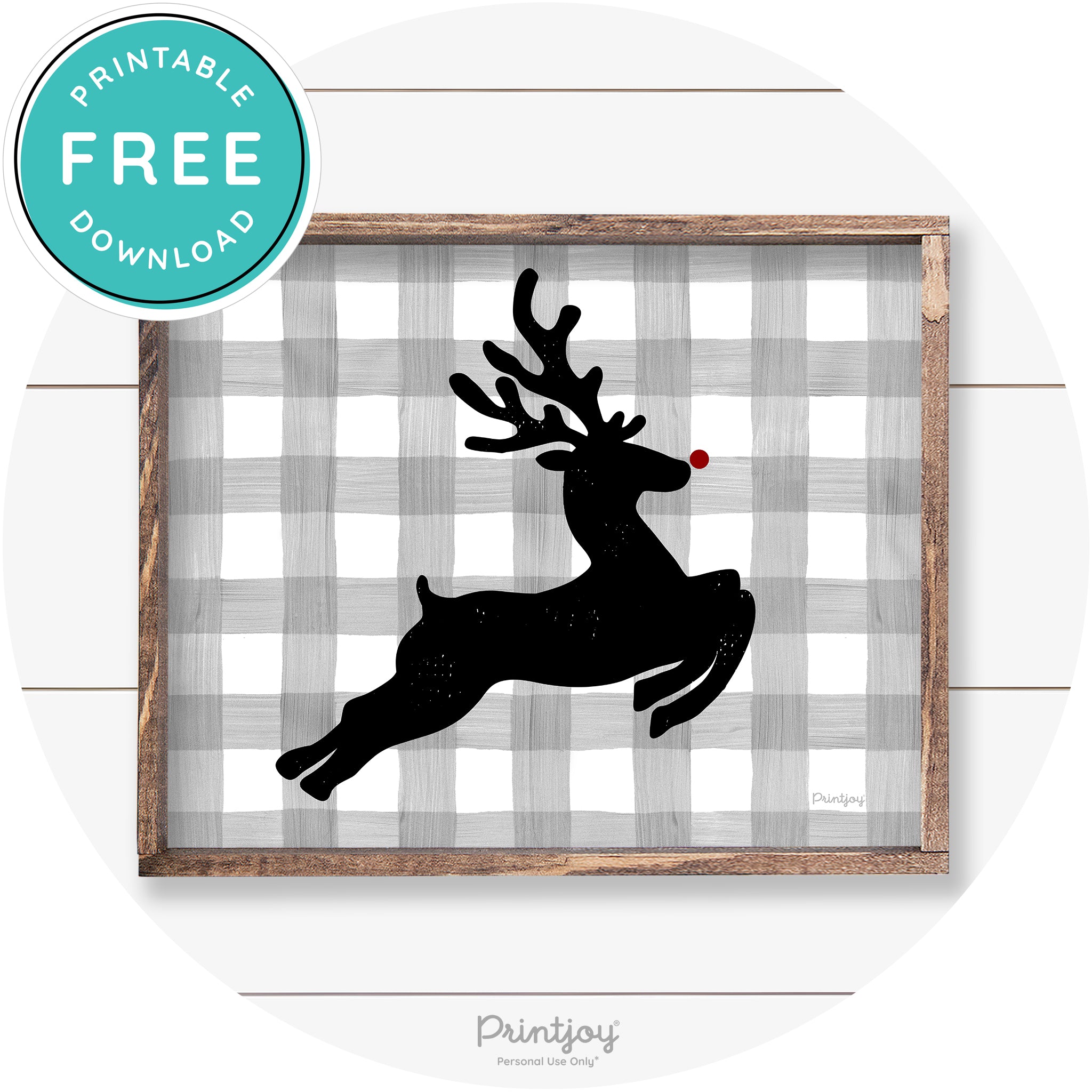 Flying Reindeer Silhouette Christmas Farmhouse Wall Art Free Printable