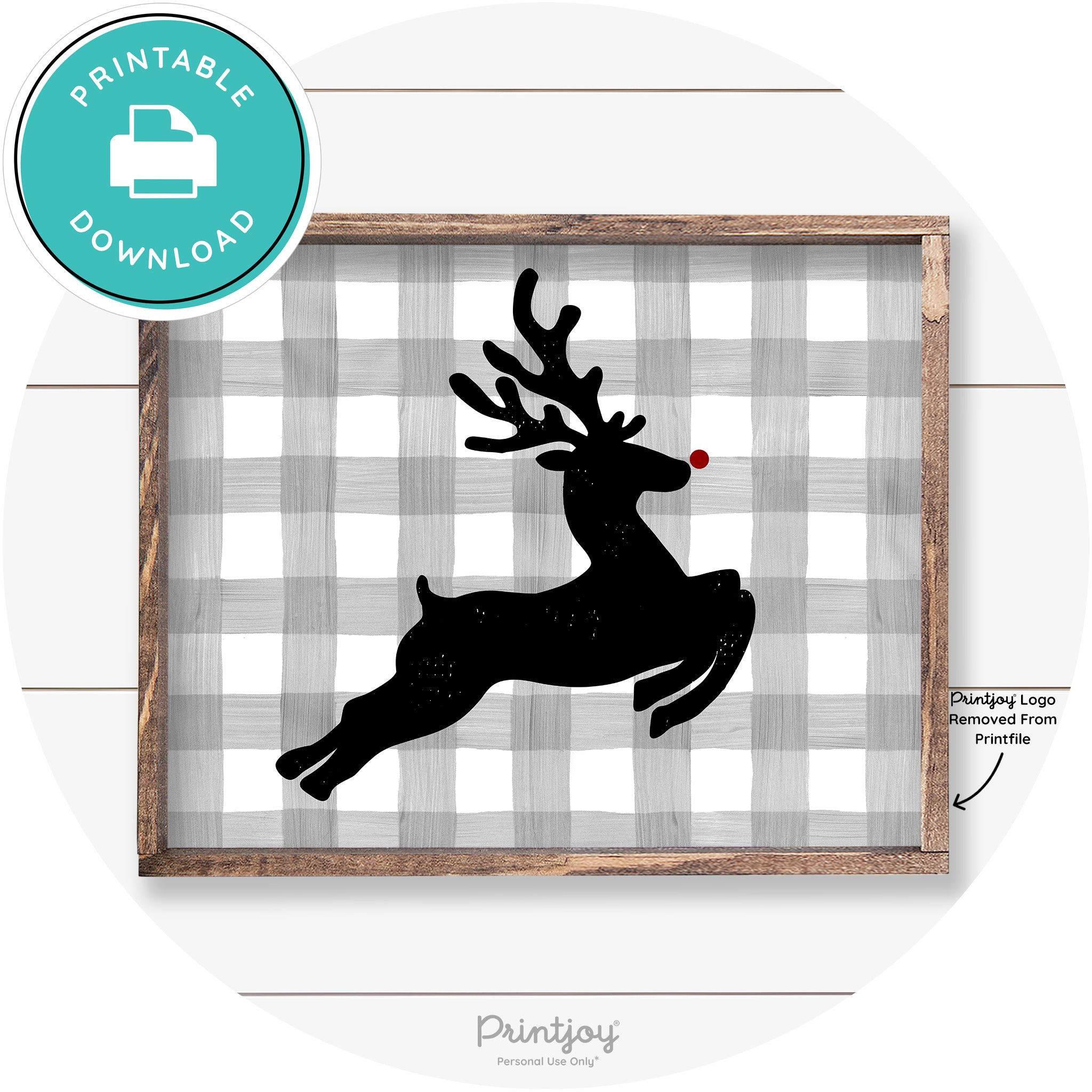 Flying Reindeer Silhouette Christmas Farmhouse Wall Art Free Printable