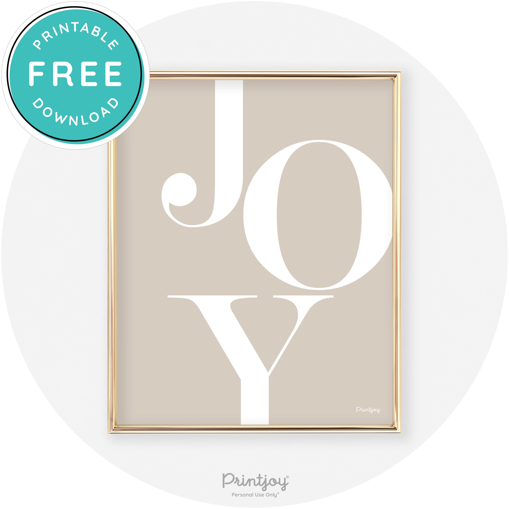 Joy Typography Cute Simple Modern Wall Art Decor Free Printable - Printjoy