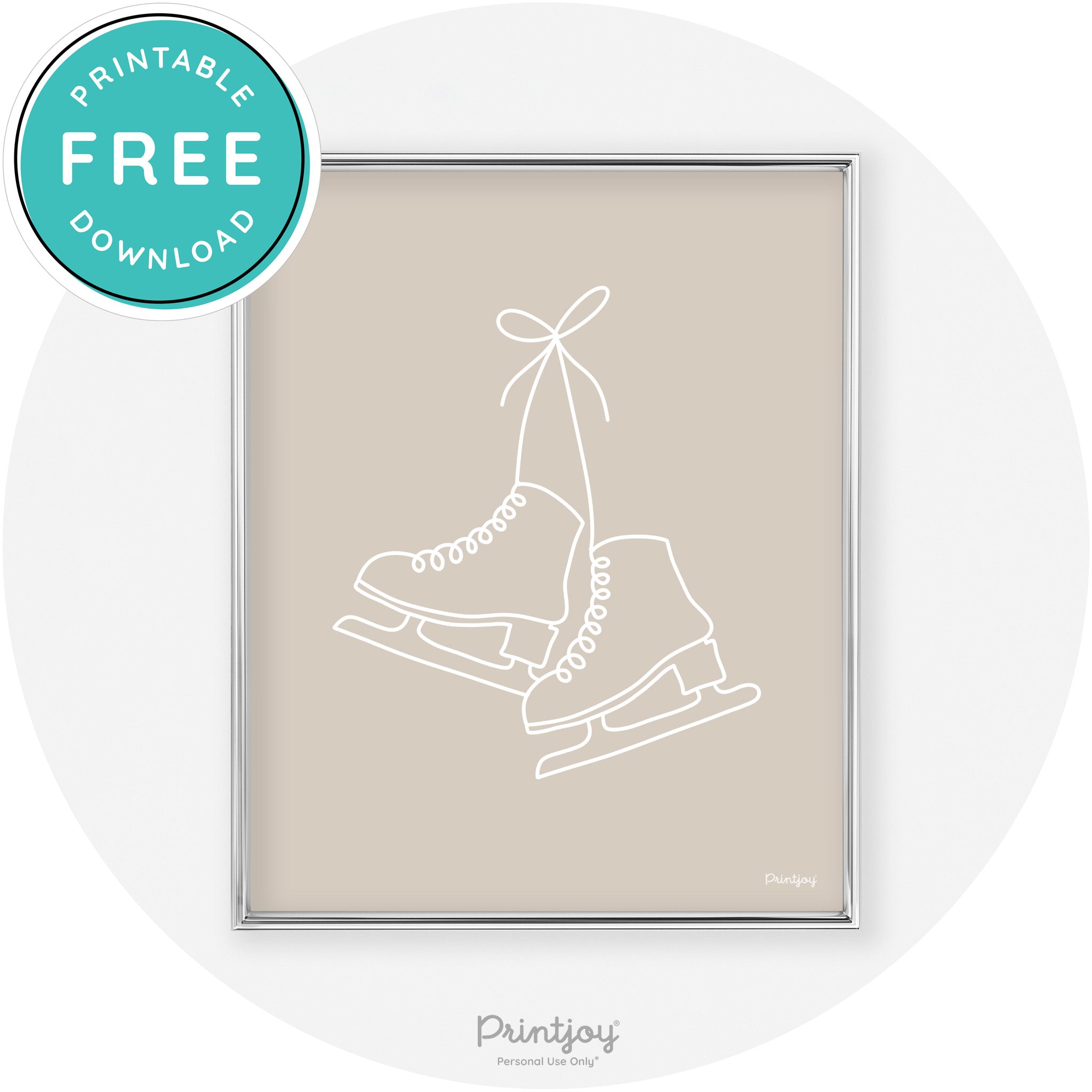 Ice Skates Line Art Cute Winter Modern Chic Wall Art Free Printable - Printjoy