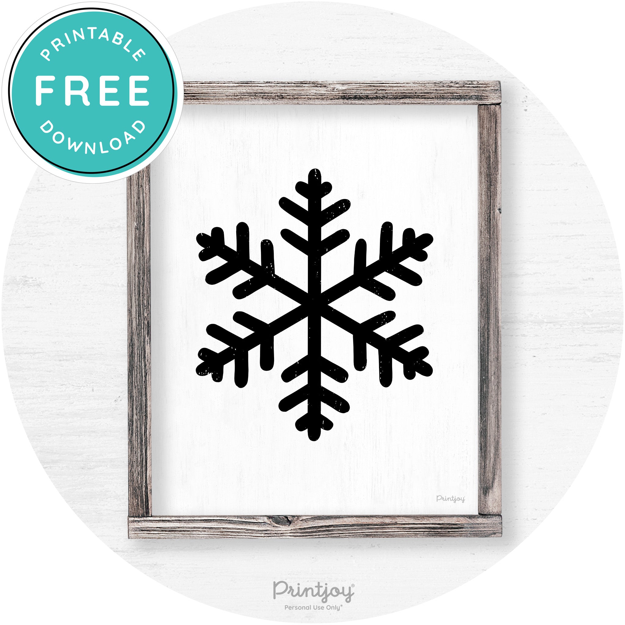 Snowflake Silhouette Winter Farmhouse Wall Art Decor Free Printable - Printjoy