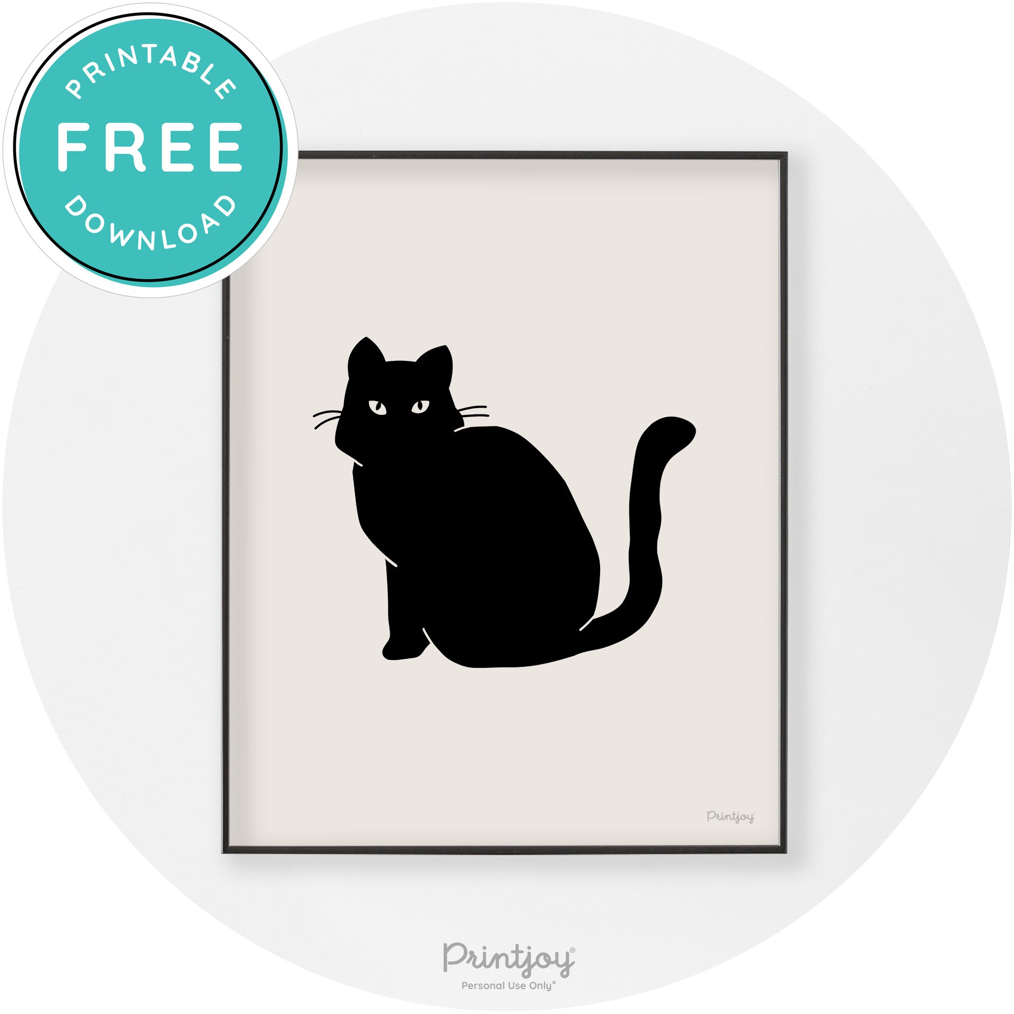 Halloween Spooky Cat Modern Chic Wall Art Decor Printable - Printjoy