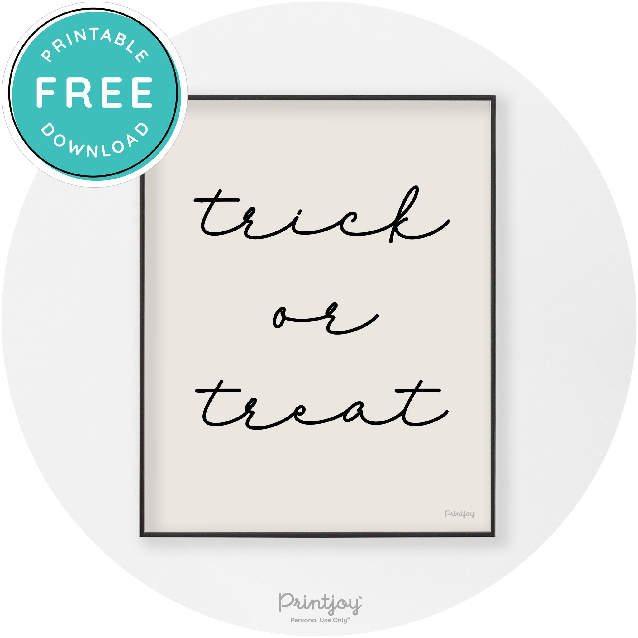Halloween Cute Trick Or Treat Modern Chic Wall Art Printable - Printjoy