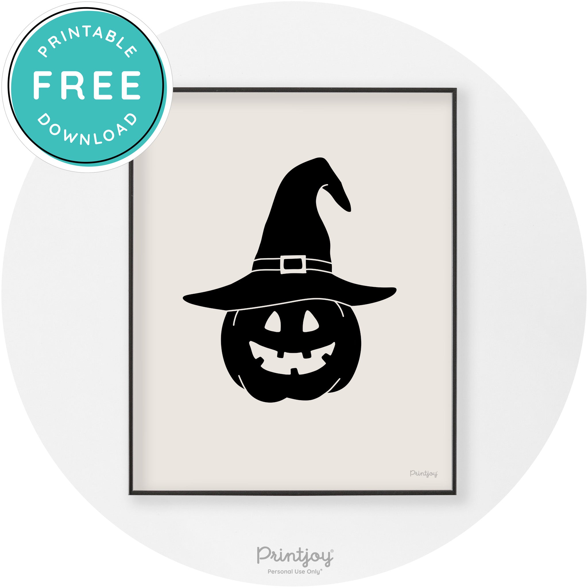 Halloween Cute Witch Jack O Lantern Chic Wall Art Printable - Printjoy