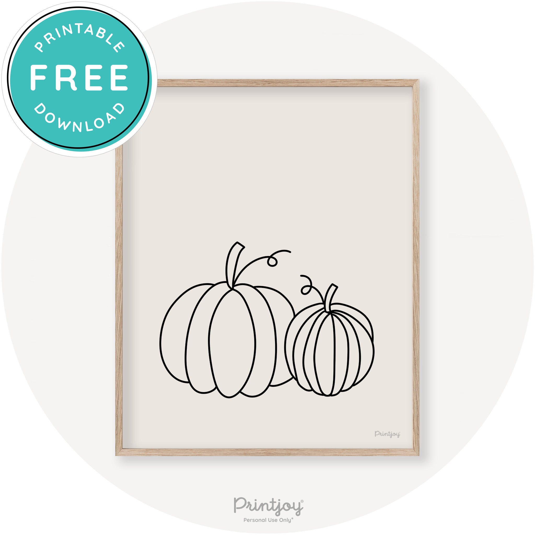 Pumpkin Pair Line Art Cute Fall Modern Chic Wall Art Printable - Printjoy