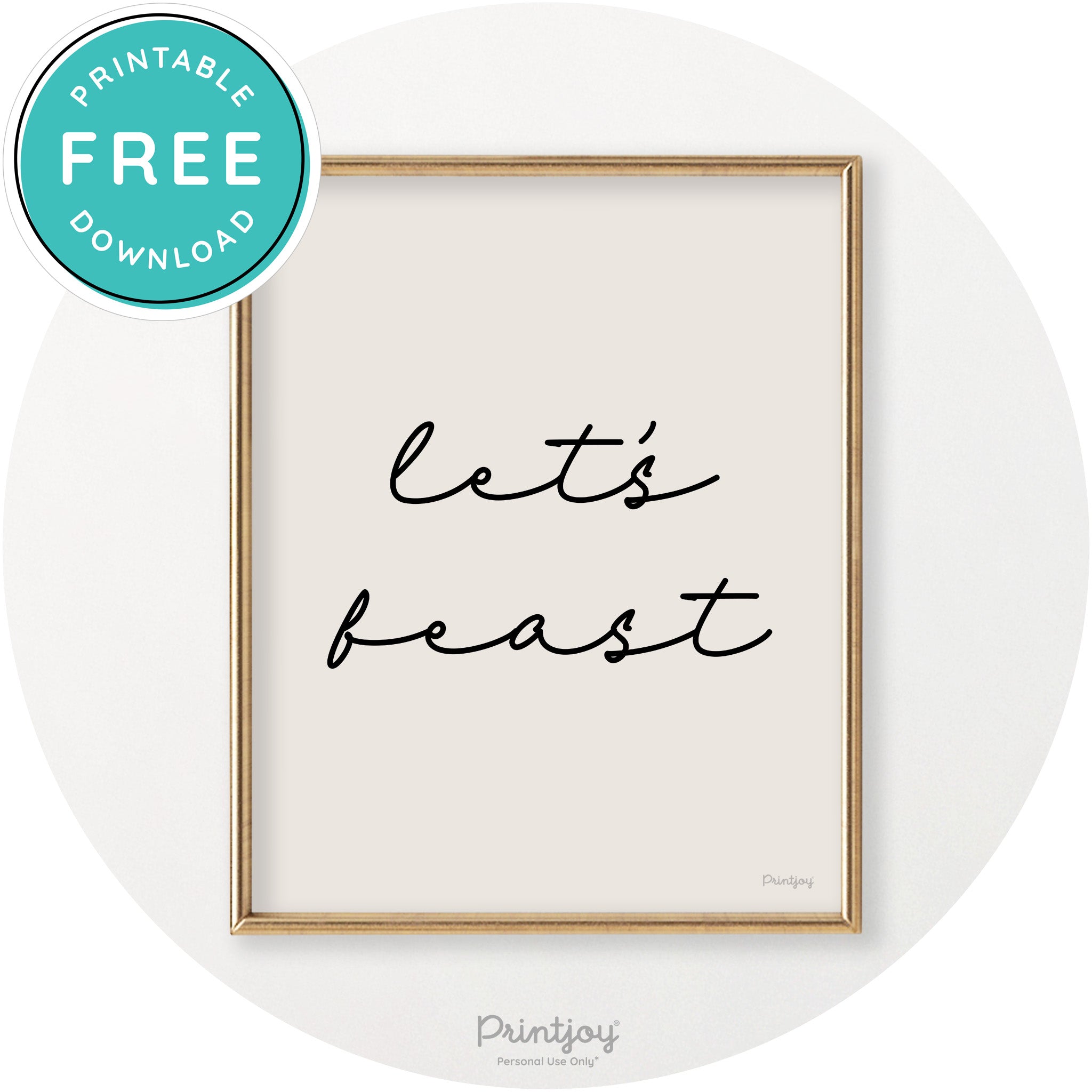 Let's Feast Cute Thanksgiving Modern Chic Wall Art Printable - Printjoy
