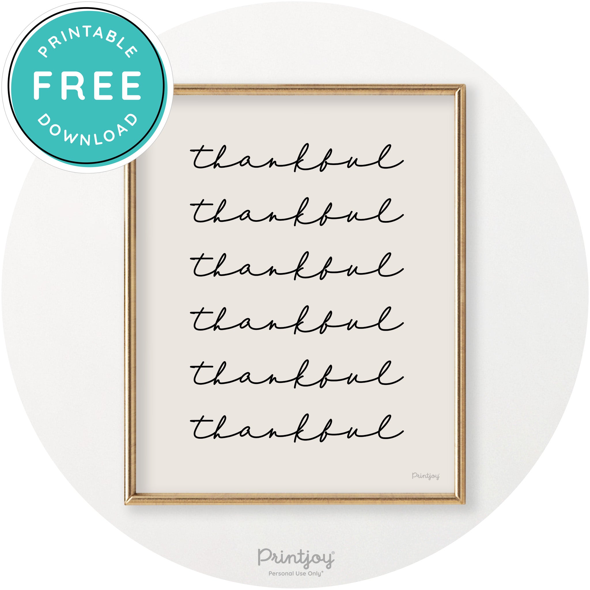 Thankful Pattern Cute Thanksgiving Modern Chic Wall Art Printable - Printjoy