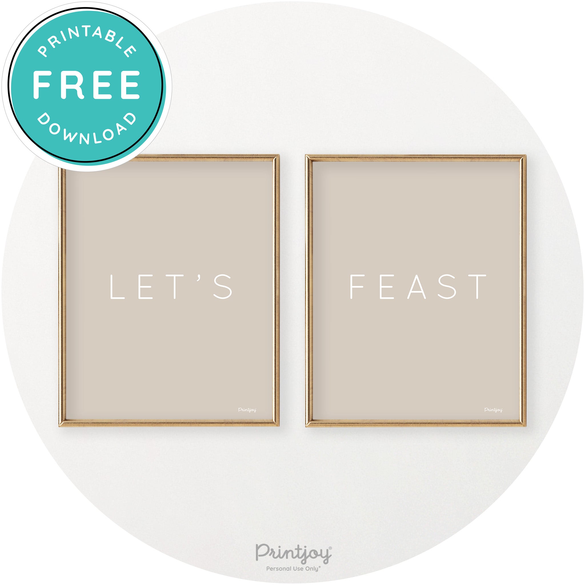 Let's Feast Set Of 2 Thanksgiving Chic Wall Art Decor Free Printable - Printjoy
