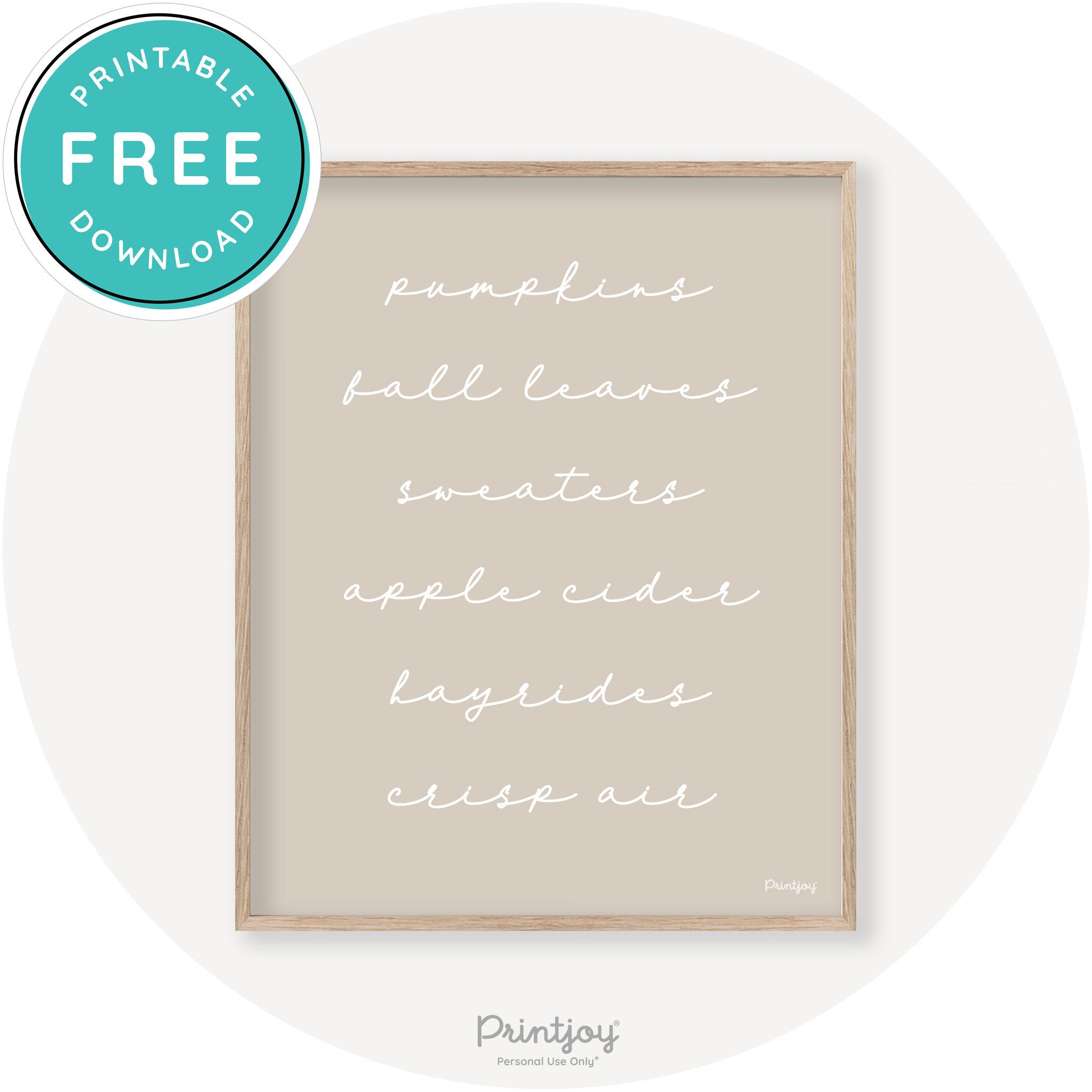 Fall Favorite Things Cute Modern Chic Decor Wall Art Free Printable - Printjoy