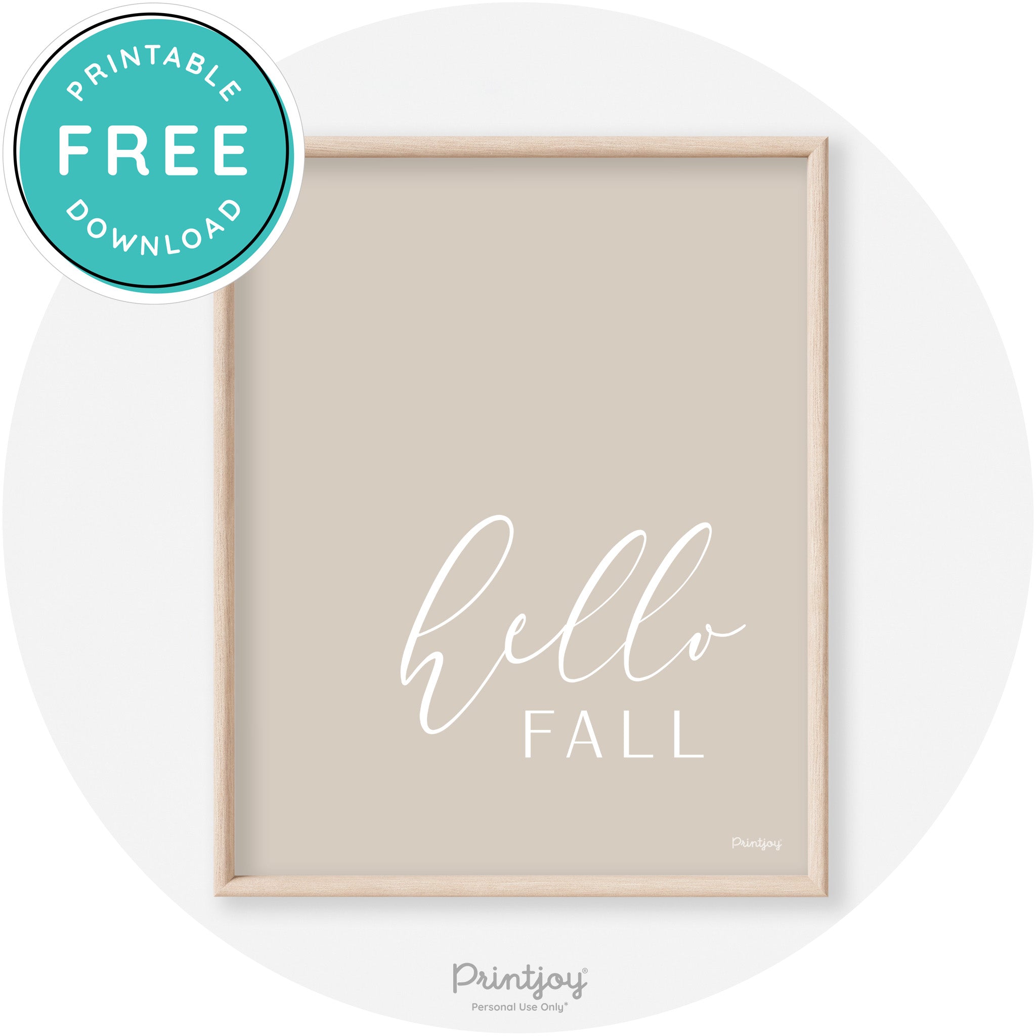 Hello Fall Cursive Modern Transitional Fall Wall Art Decor Free Printable - Printjoy