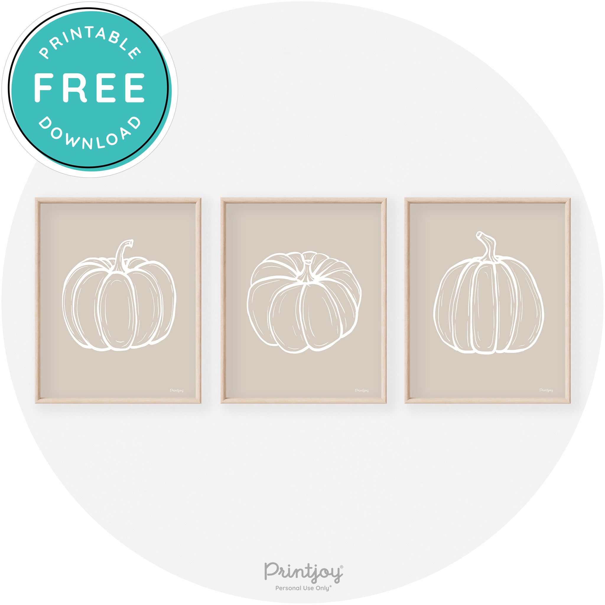 Pumpkin Drawings Set Of 3 Modern Transitional Wall Art Free Printable - Printjoy