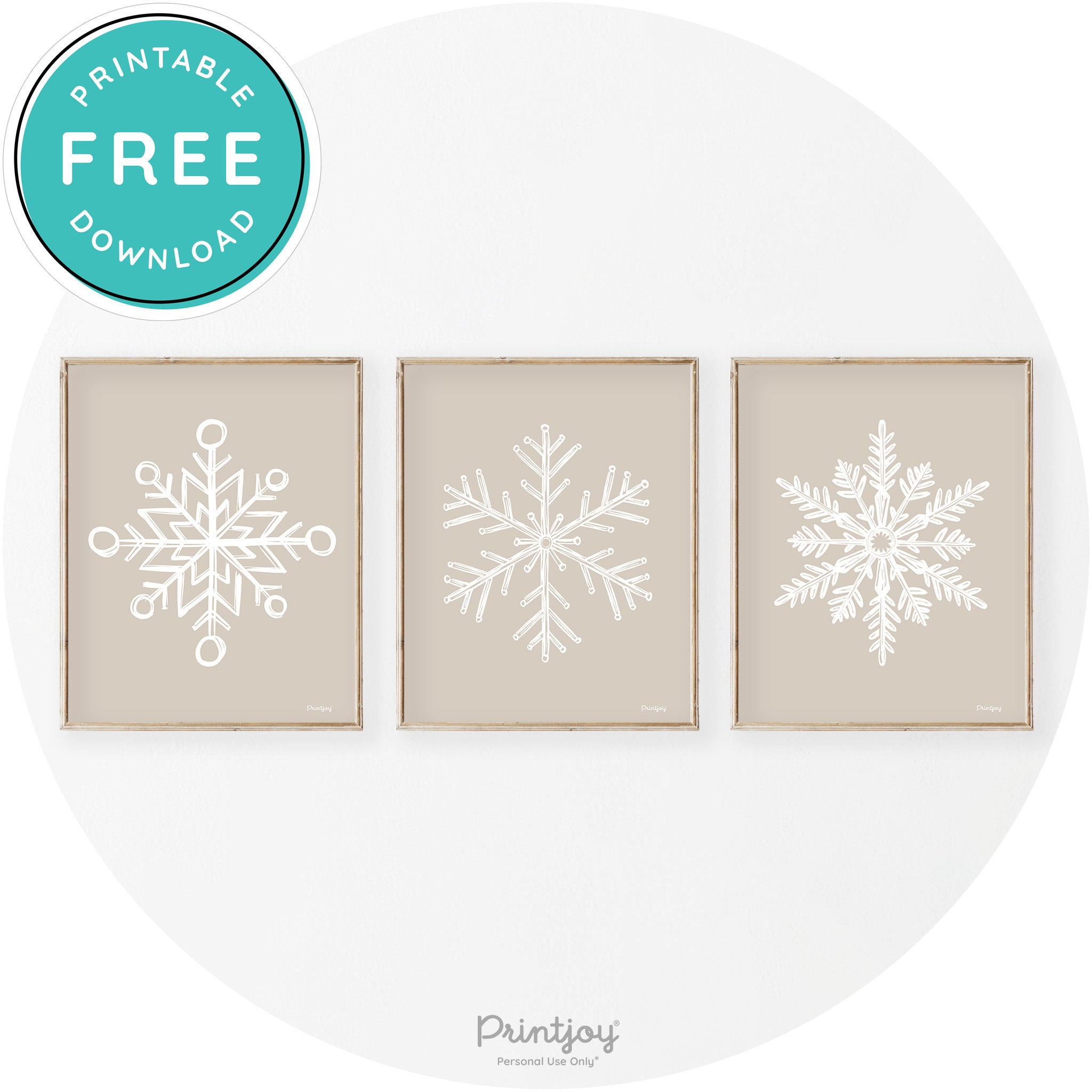 Snowflakes Set Of 3 Christmas Transitional Wall Art Decor Free Printable
