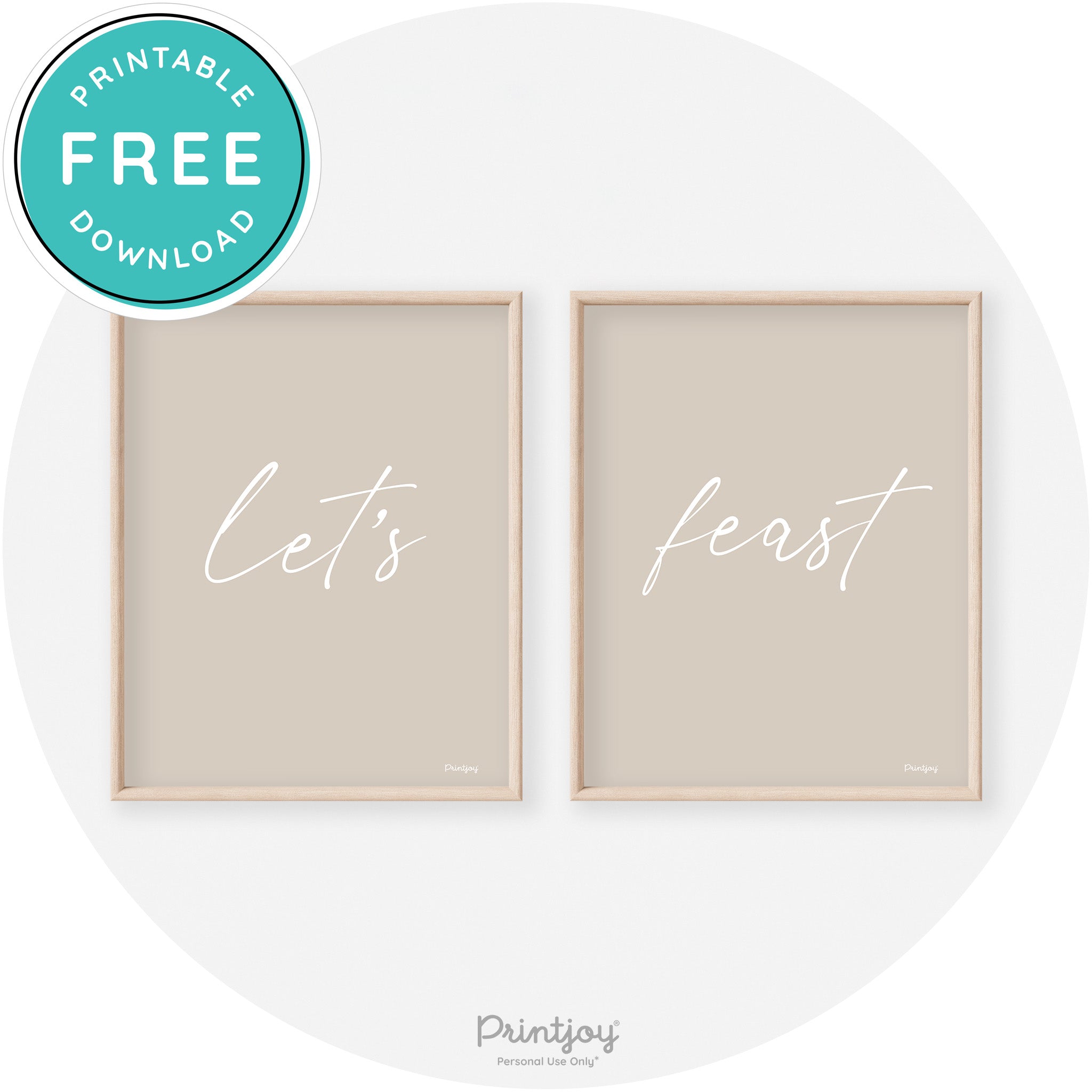 Let's Feast Set Of 2 Thanksgiving Transitional Wall Art Free Printable - Printjoy