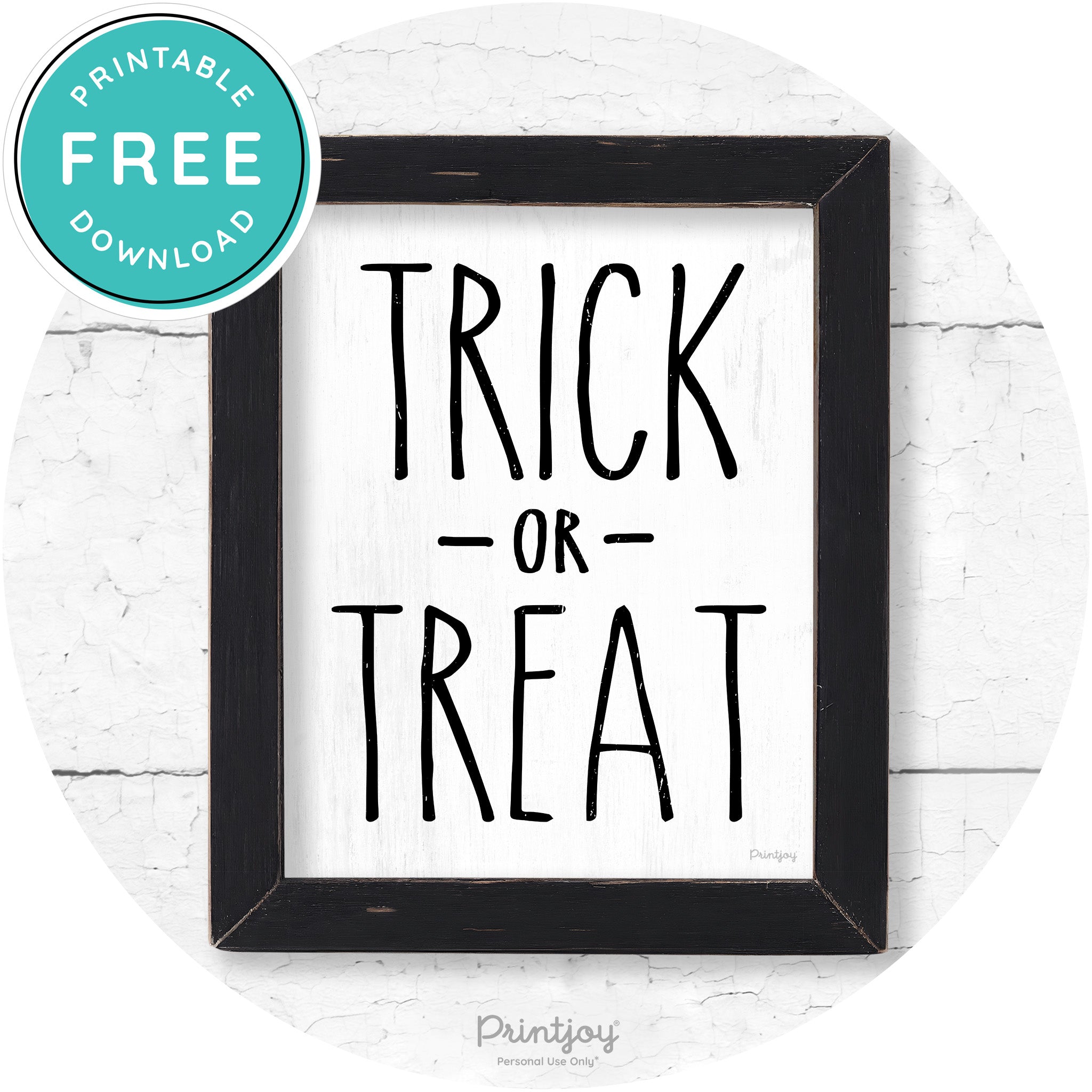 Trick Or Treat Lettering Farmhouse Halloween Wall Art Free Printable - Printjoy