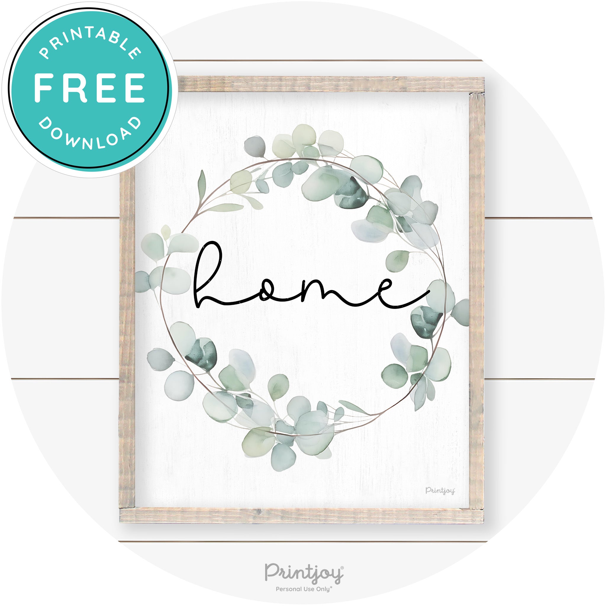 Home Watercolor Eucalyptus Wreath Farmhouse Art Free Printable - Printjoy