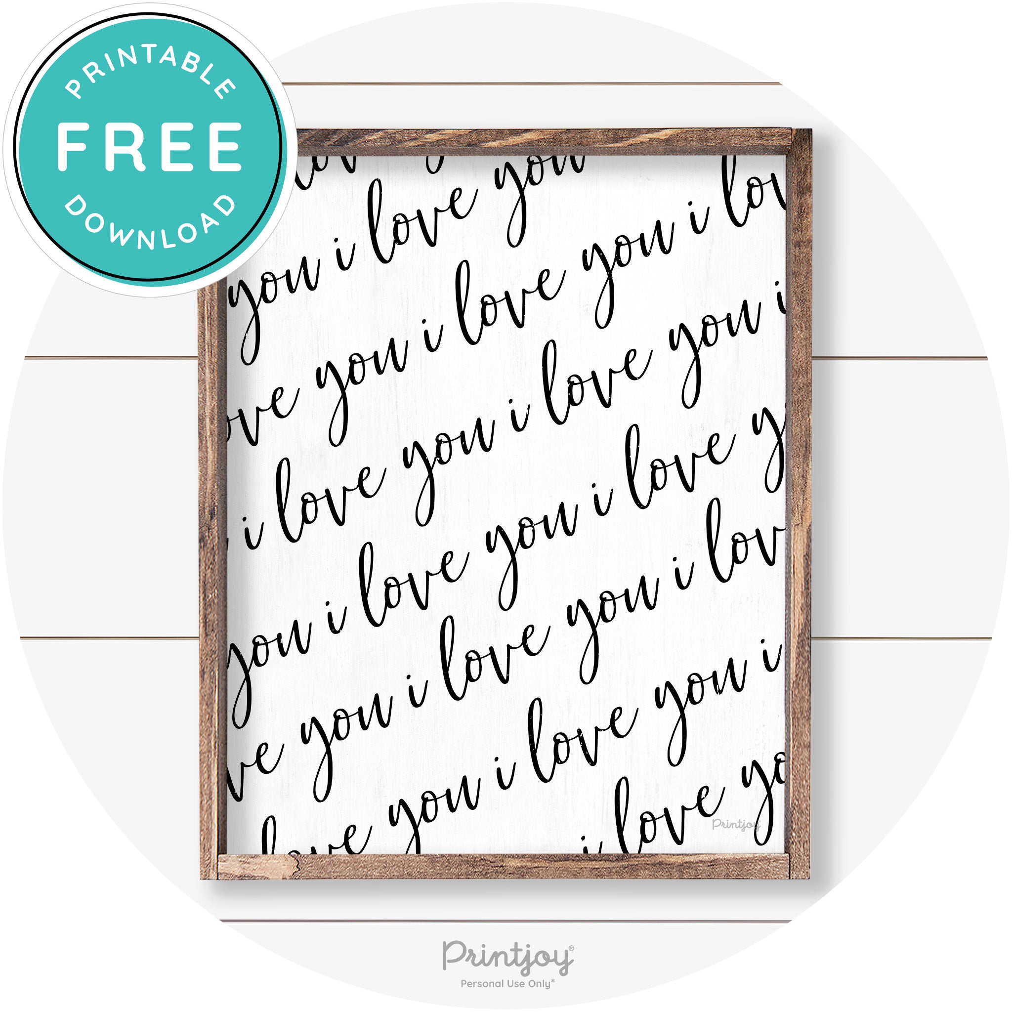 I Love You Pattern Cute Couples Farmhouse Wall Art Free Printable - Printjoy