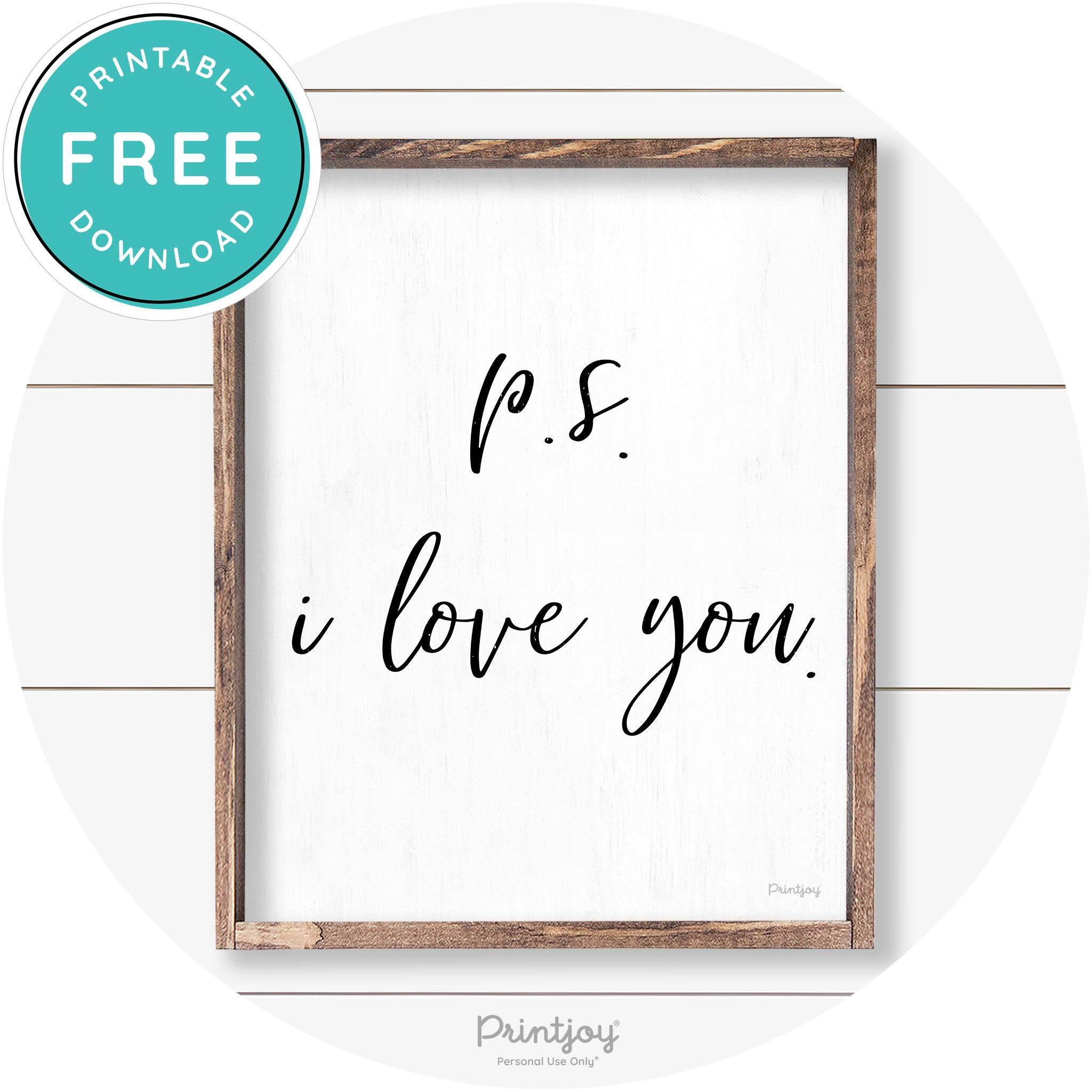 P.S. I Love You Cute Couples Farmhouse Wall Art Decor Free Printable - Printjoy